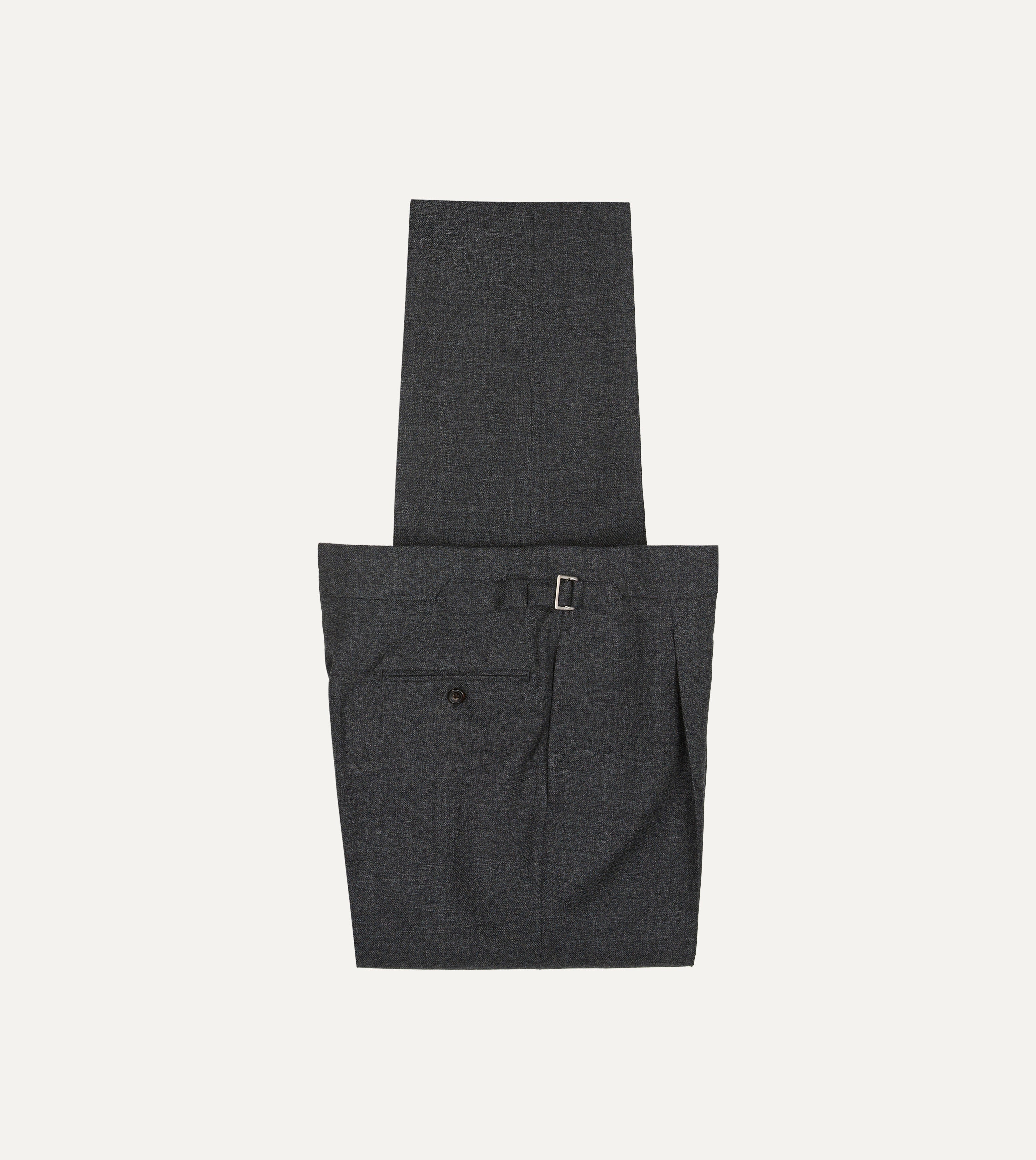 Grey Wool-Cotton Twill Single Pleat Trouser – Drakes US