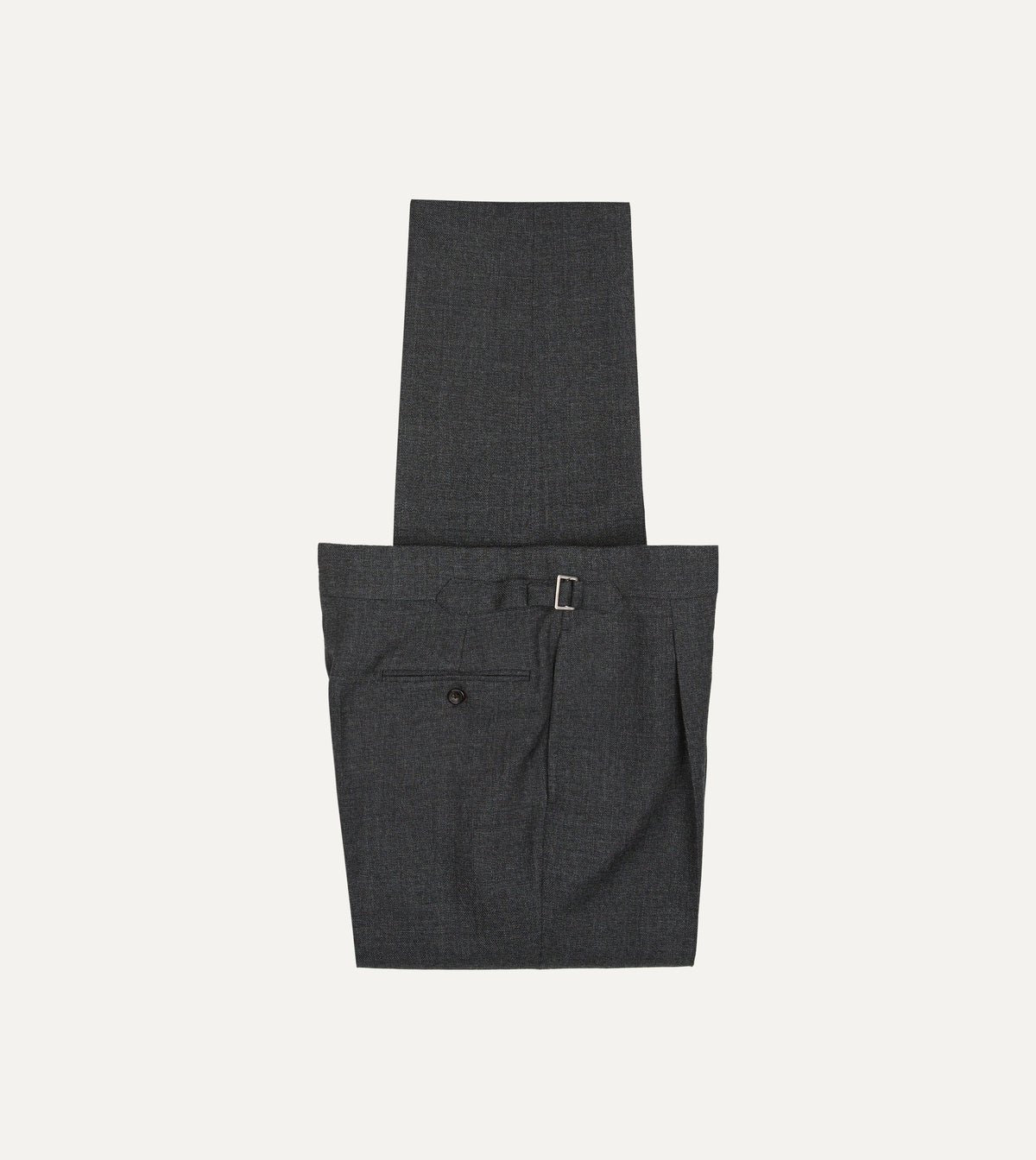 Grey Wool-Cotton Twill Single Pleat Trouser