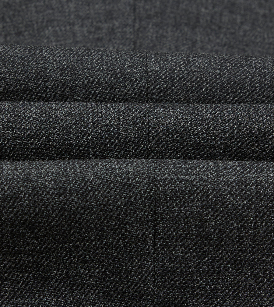 Grey Wool-Cotton Twill Single Pleat Trouser