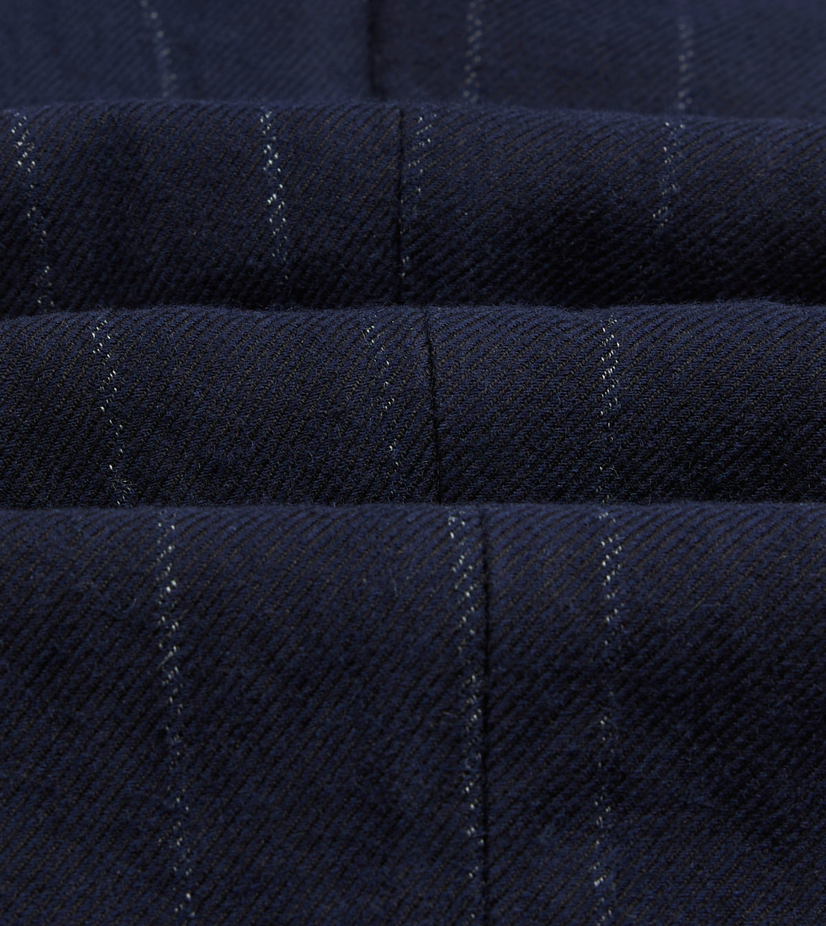 Navy Pinstripe Wool-Cotton Single Pleat Trouser