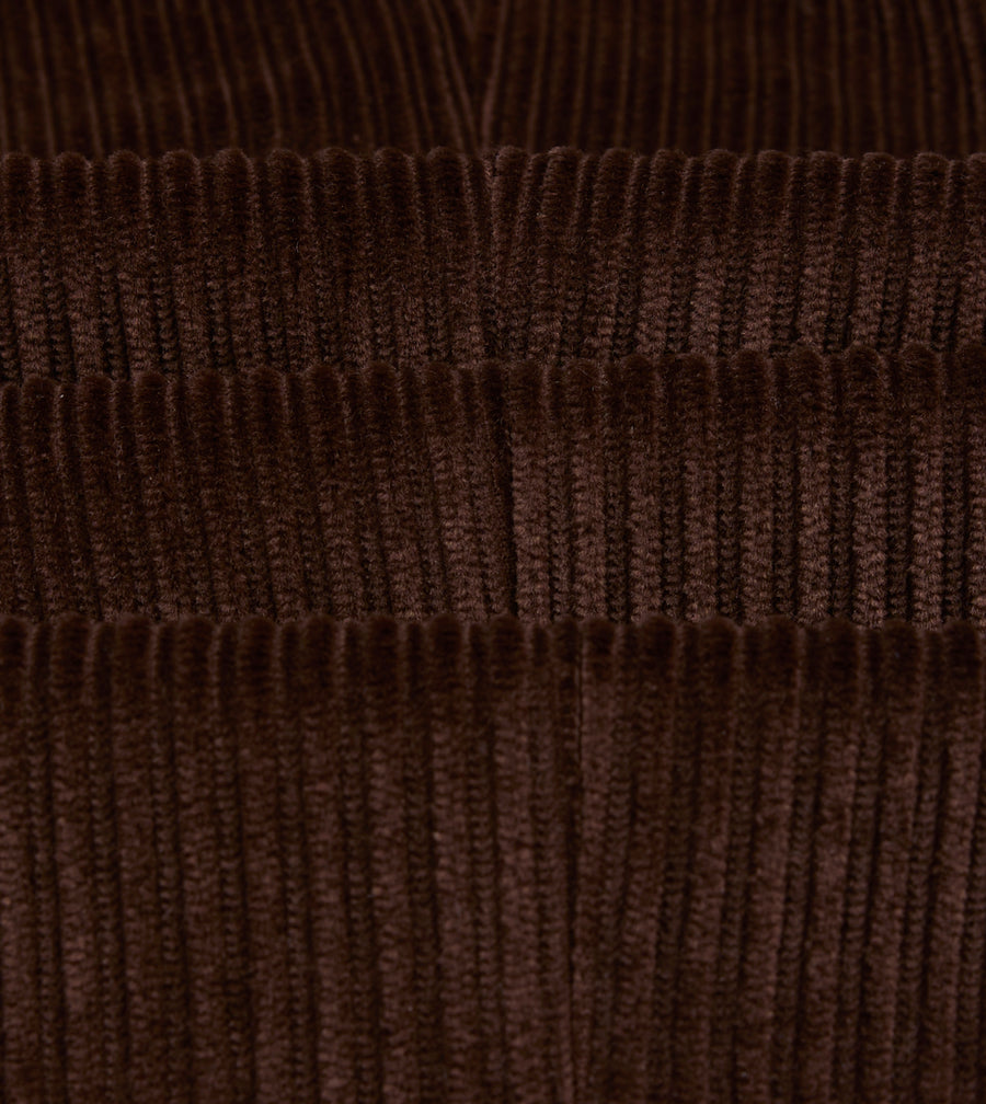 Brown Cotton Corduroy Single Pleat Trouser