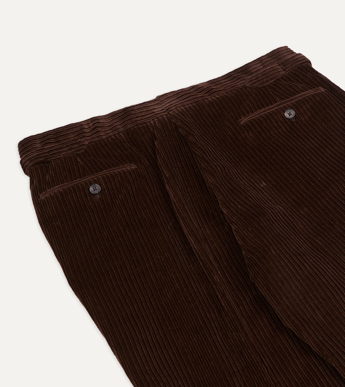 Brown Cotton Corduroy Single Pleat Trouser