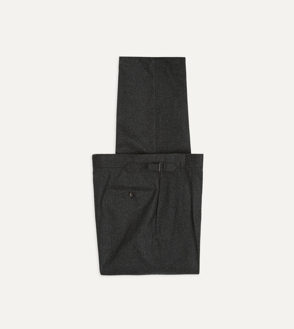 Charcoal Wool Flannel Single Pleat Trouser
