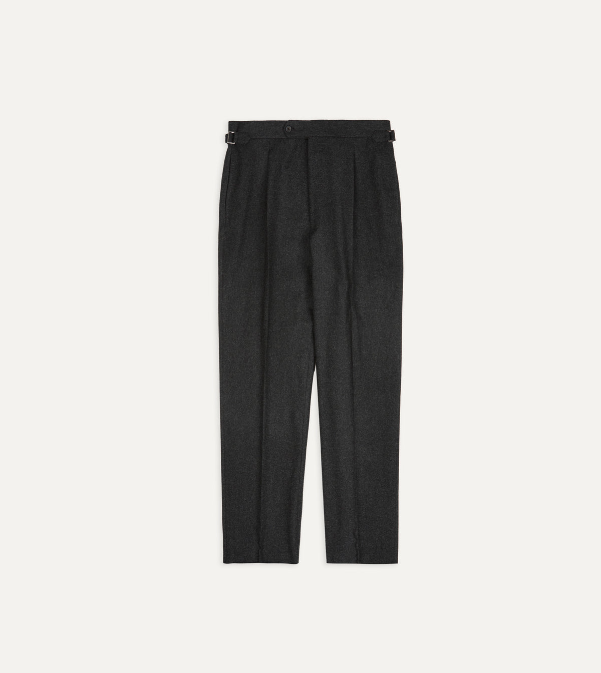Charcoal Wool Flannel Single Pleat Trouser