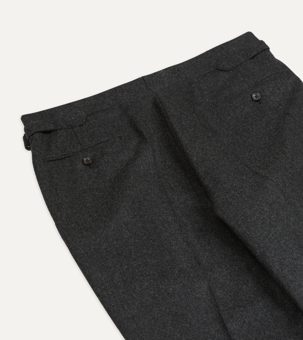 Charcoal Wool Flannel Single Pleat Trouser