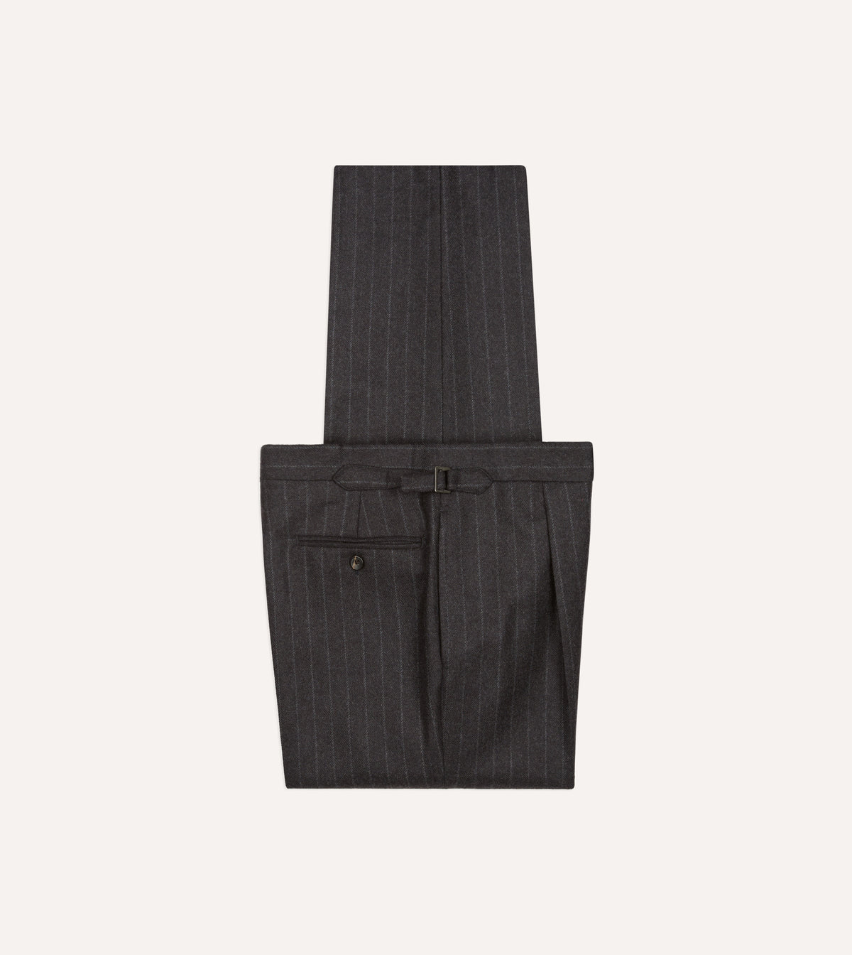 Charcoal Pinstripe Wool Flannel Single Pleat Trouser
