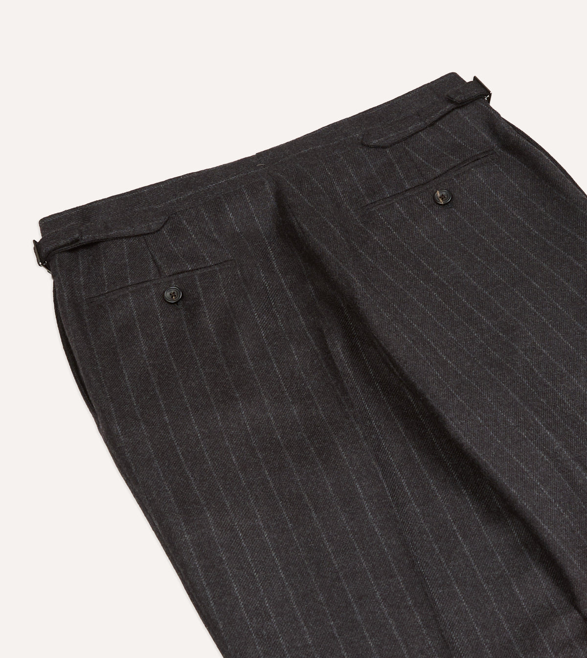 Charcoal Pinstripe Wool Flannel Single Pleat Trouser