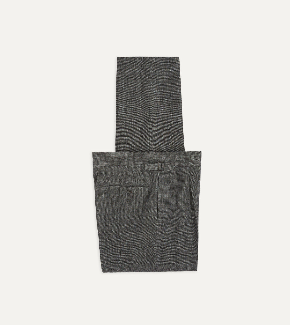 Grey Nailhead Linen-Wool Single Pleat Trouser