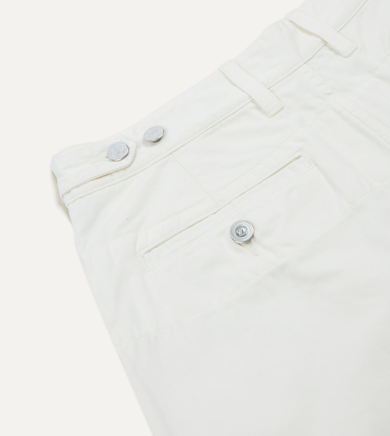 Washed Ecru Cotton Twill Single-Pleat Shorts