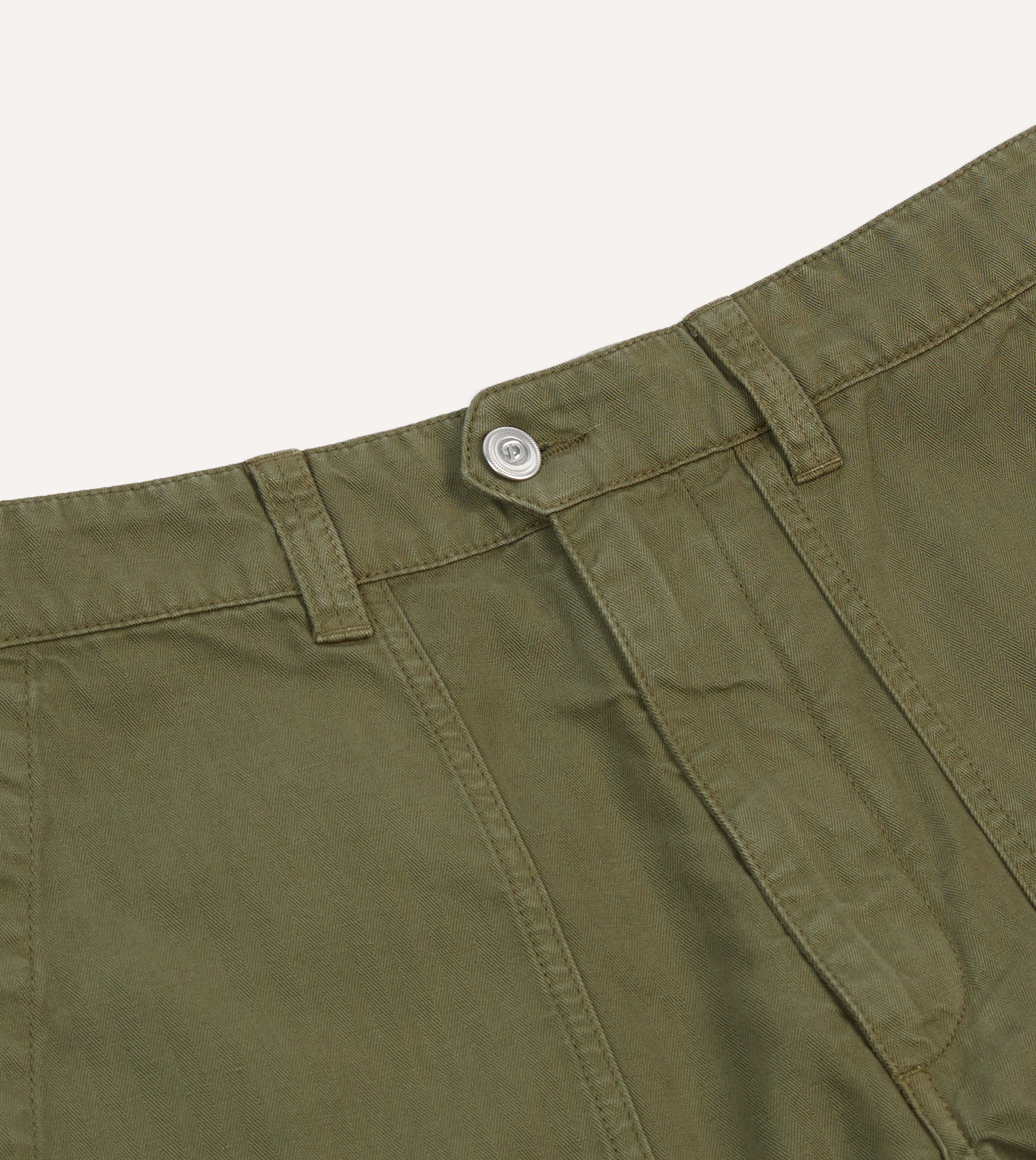 Olive Cotton-Linen Herringbone Fatigue Shorts – Drakes US