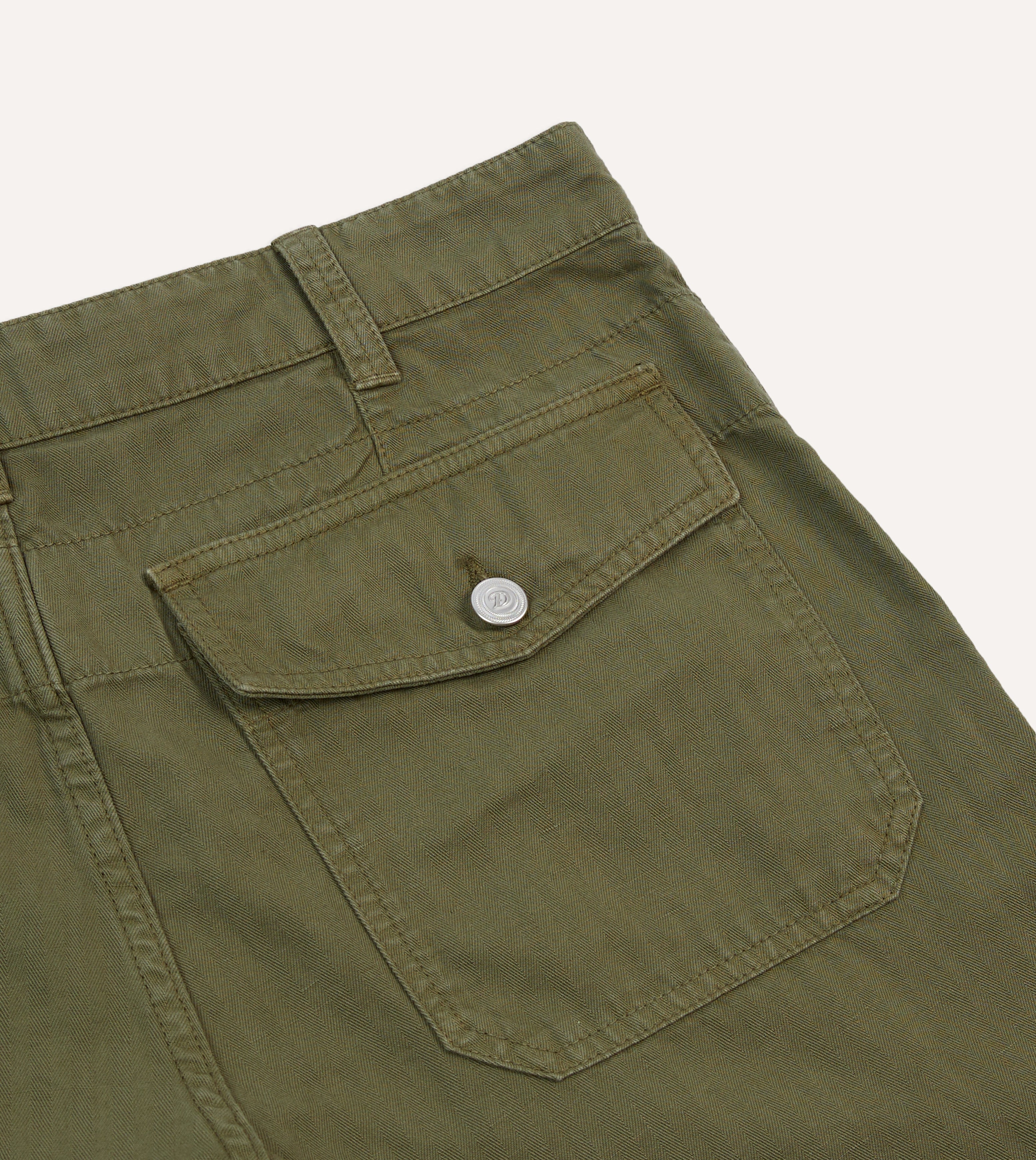 Olive Cotton-Linen Herringbone Fatigue Shorts – Drakes US