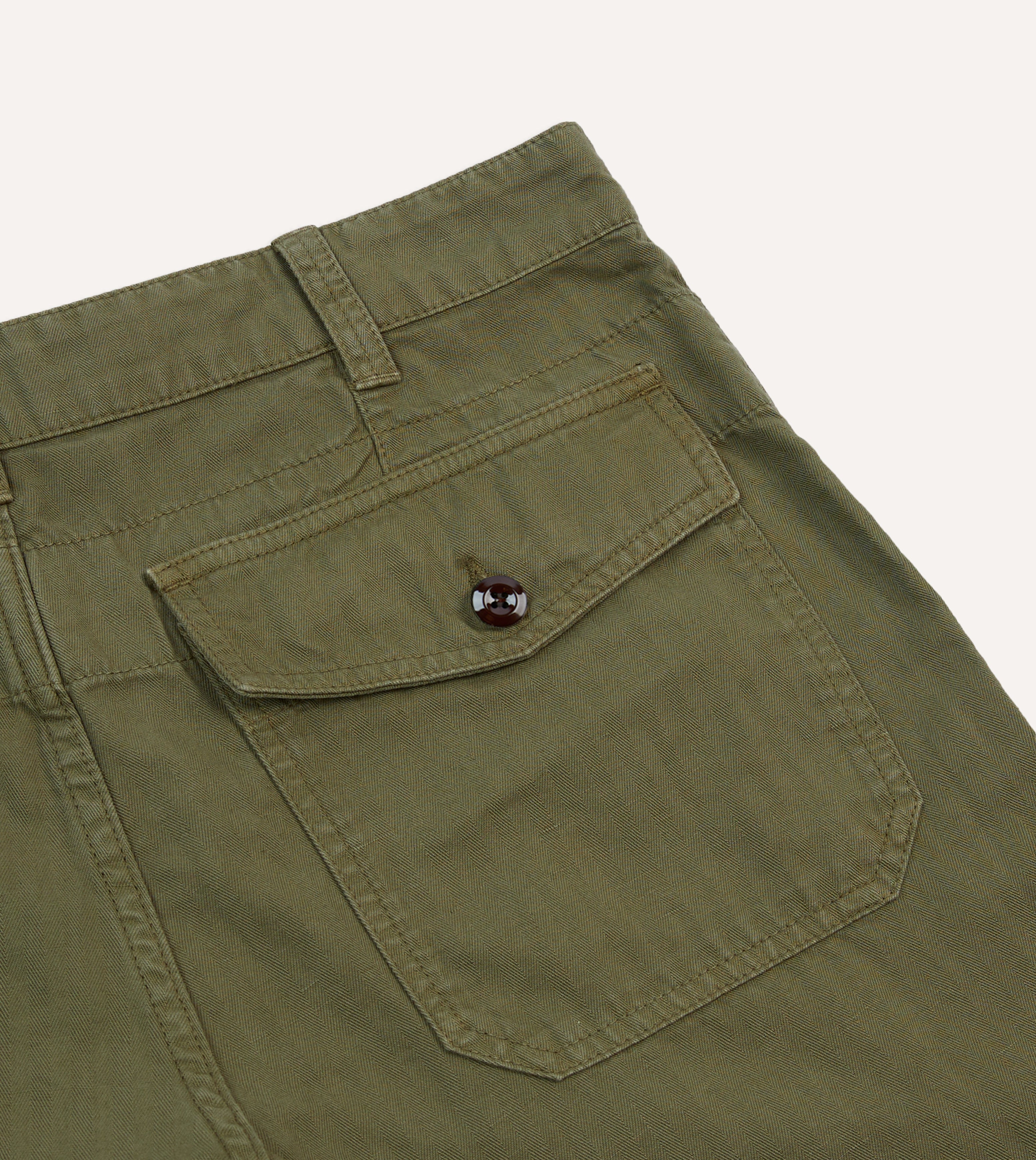Olive Cotton-Linen Herringbone Fatigue Shorts – Drakes US