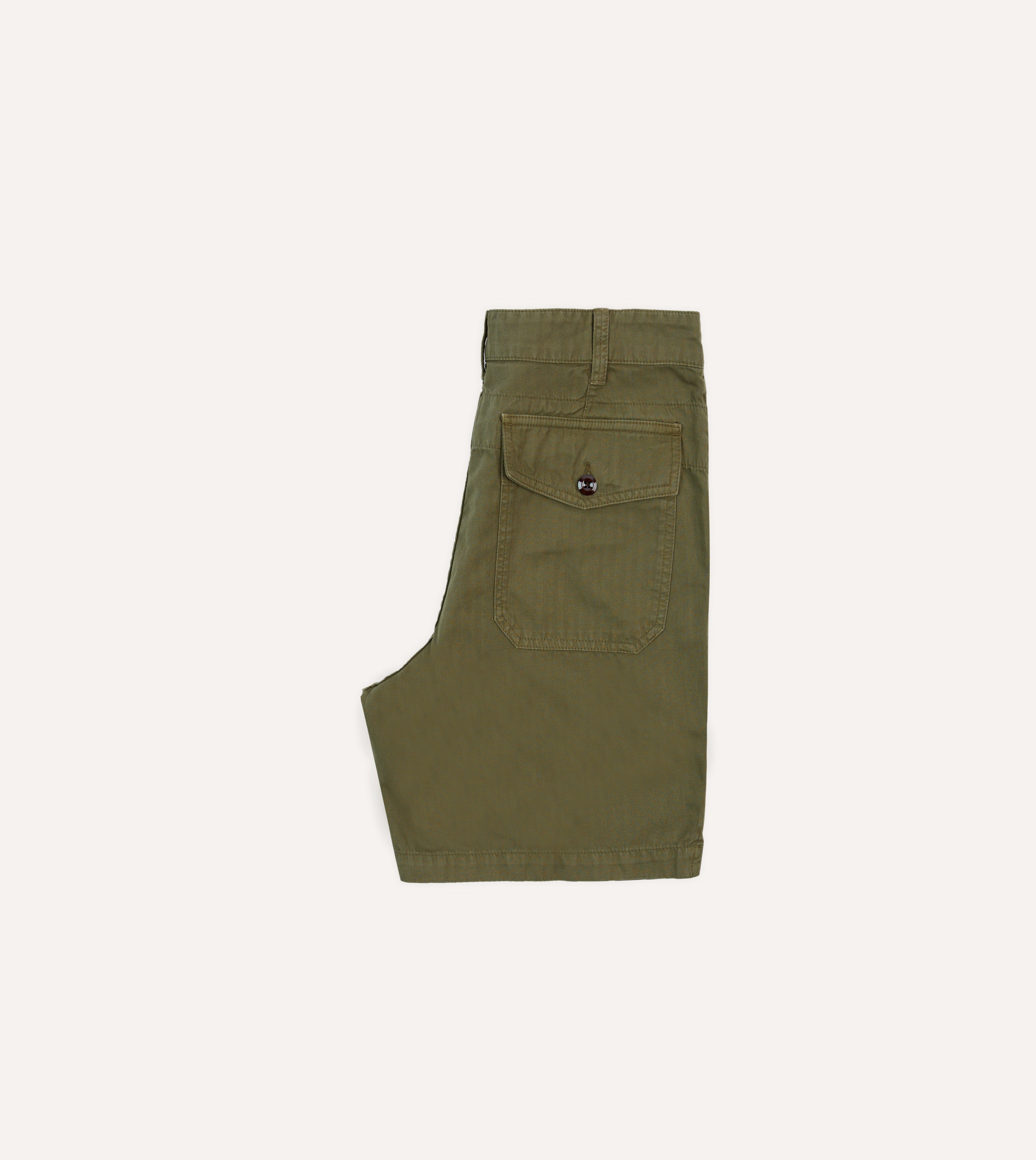 Olive Cotton-Linen Herringbone Fatigue Shorts – Drakes US