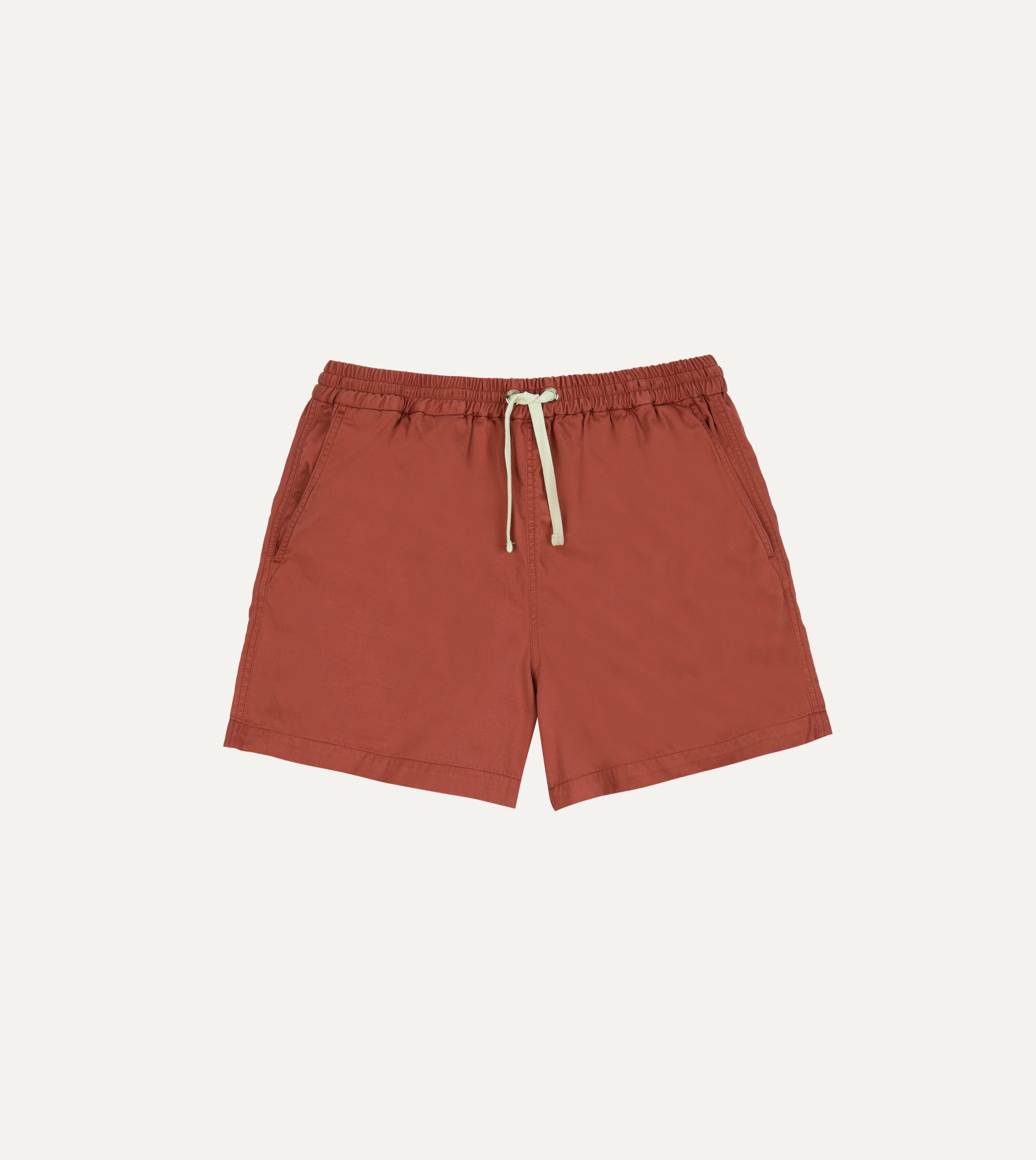 Washed Red Drawstring Shorts