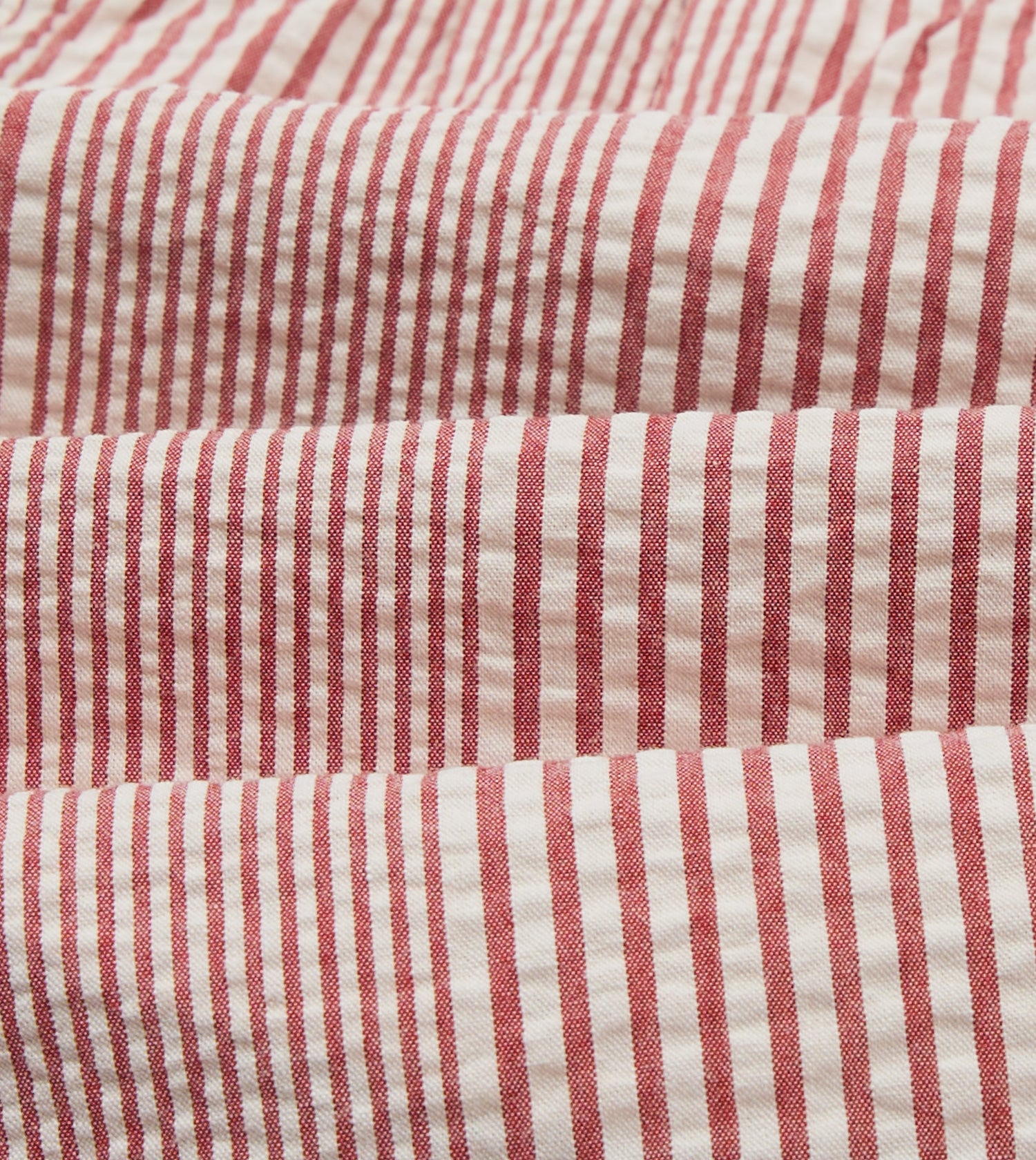 Red Stripe Seersucker Cotton Drawstring Shorts