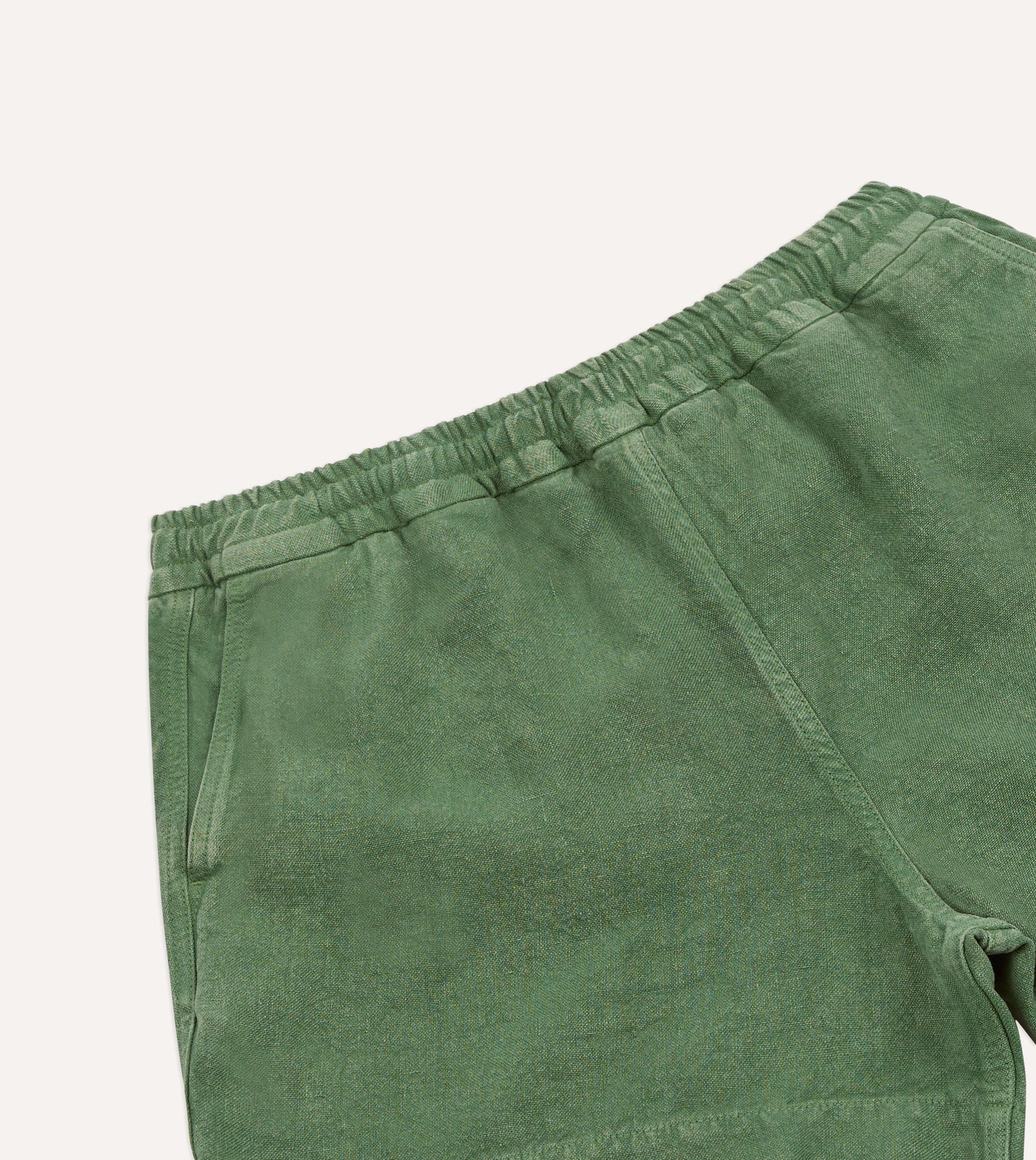 Green Linen Drawstring Shorts