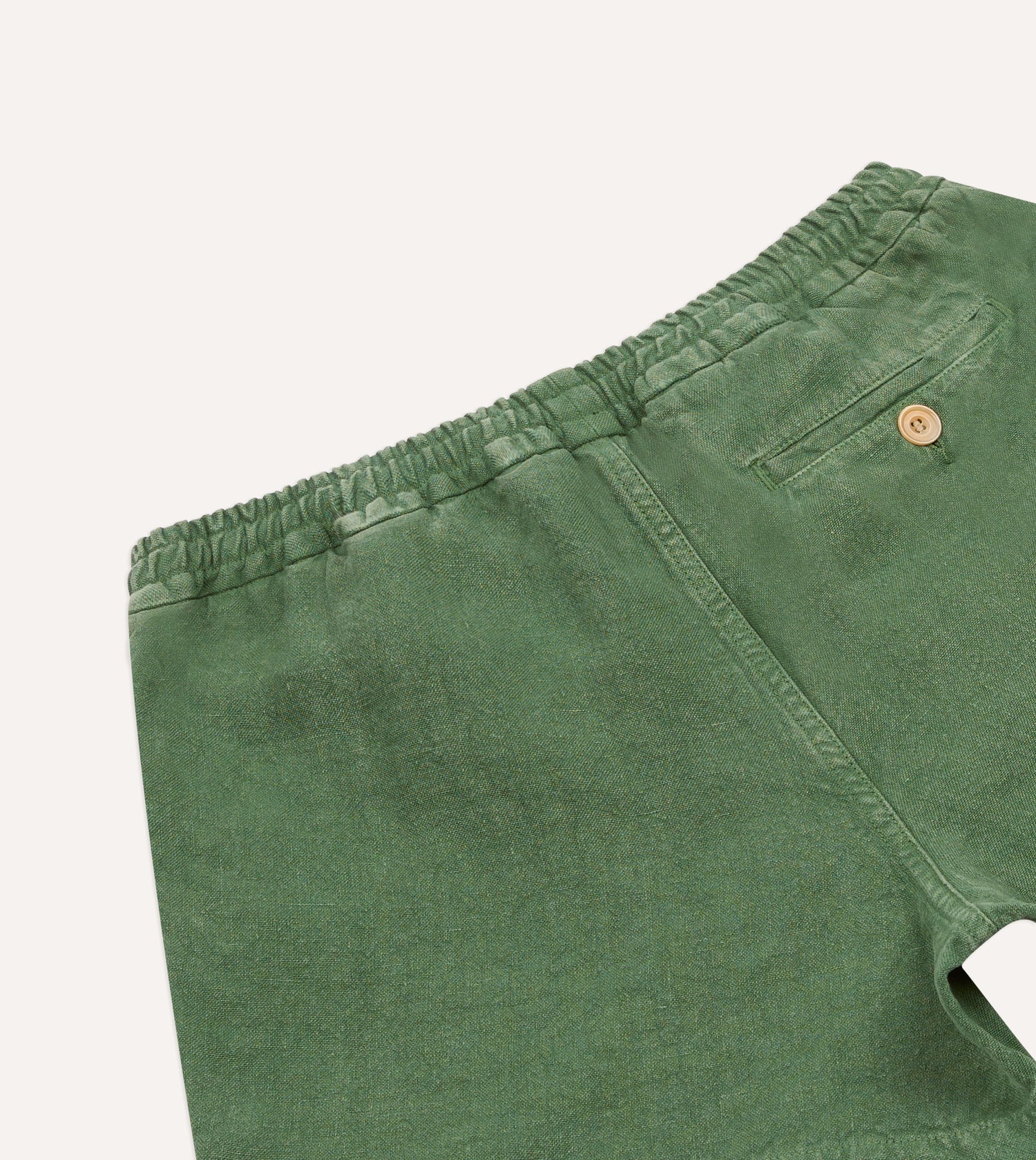 Green Linen Drawstring Shorts