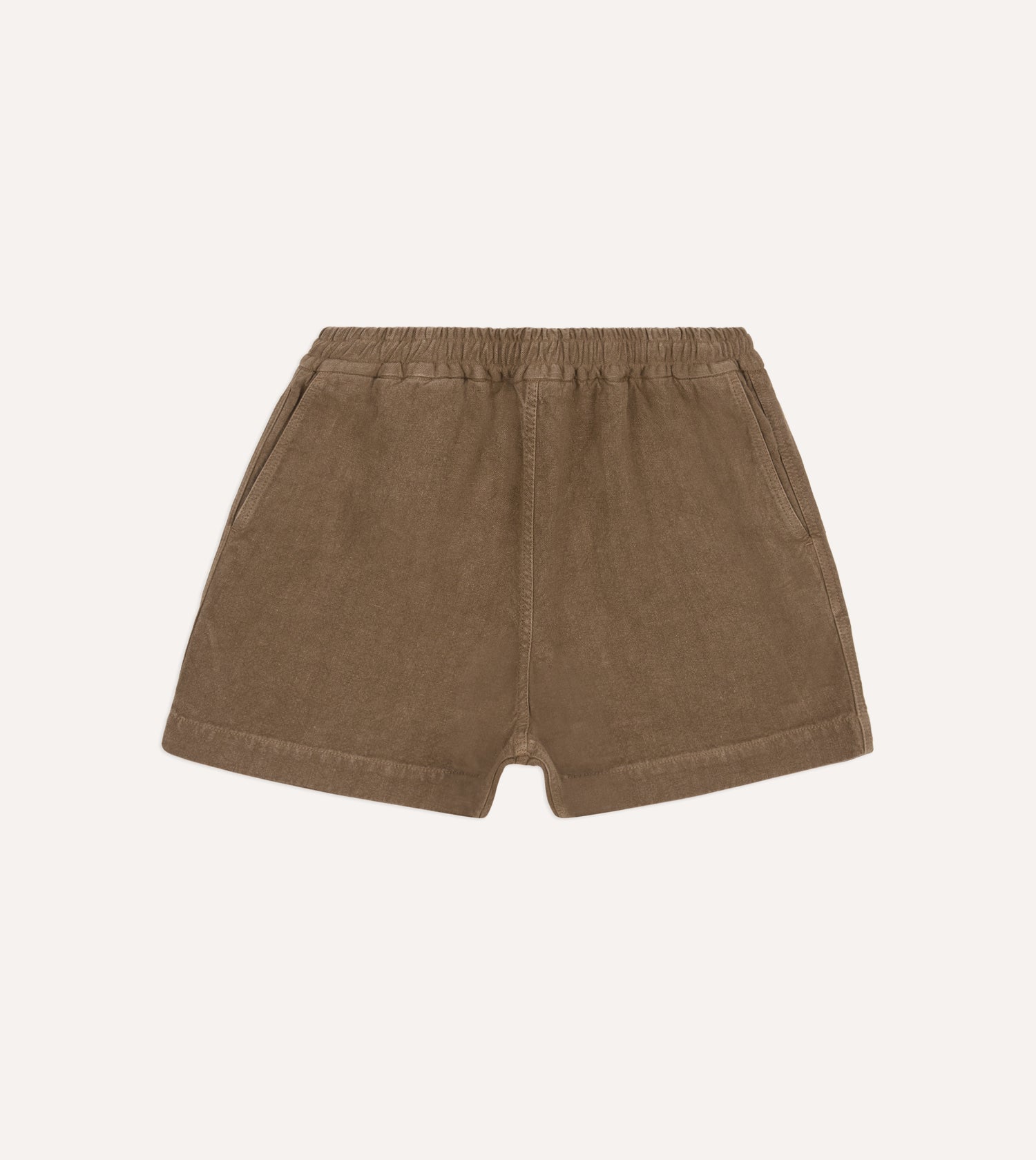 Brown Linen Drawstring Shorts
