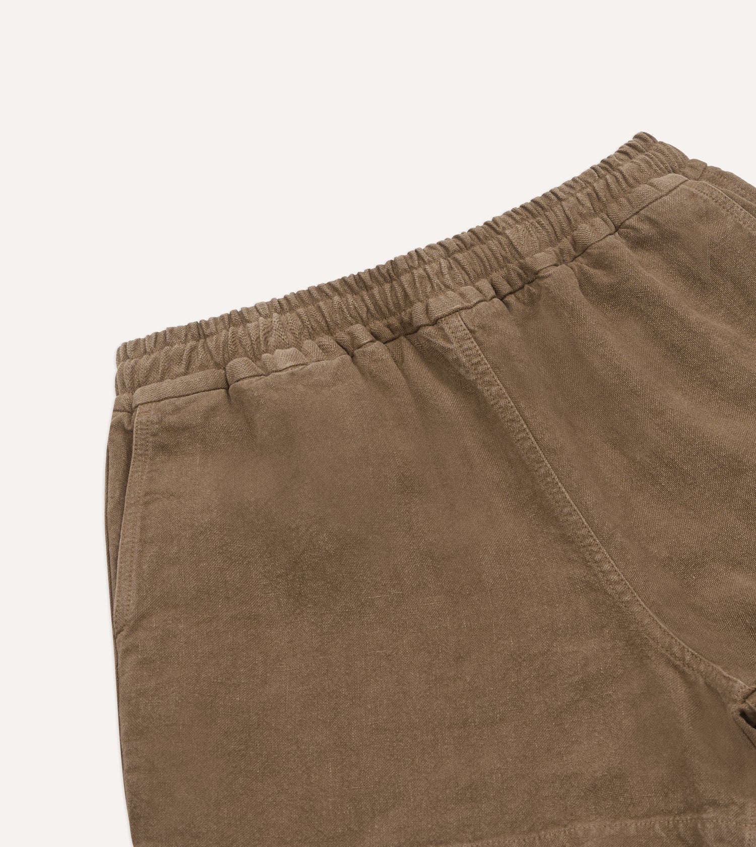 Brown Linen Drawstring Shorts