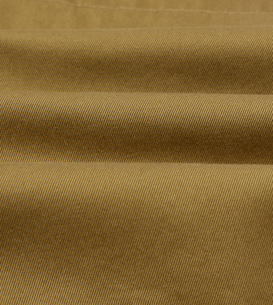 Khaki Cotton Wide Leg Double-Pleat Shorts