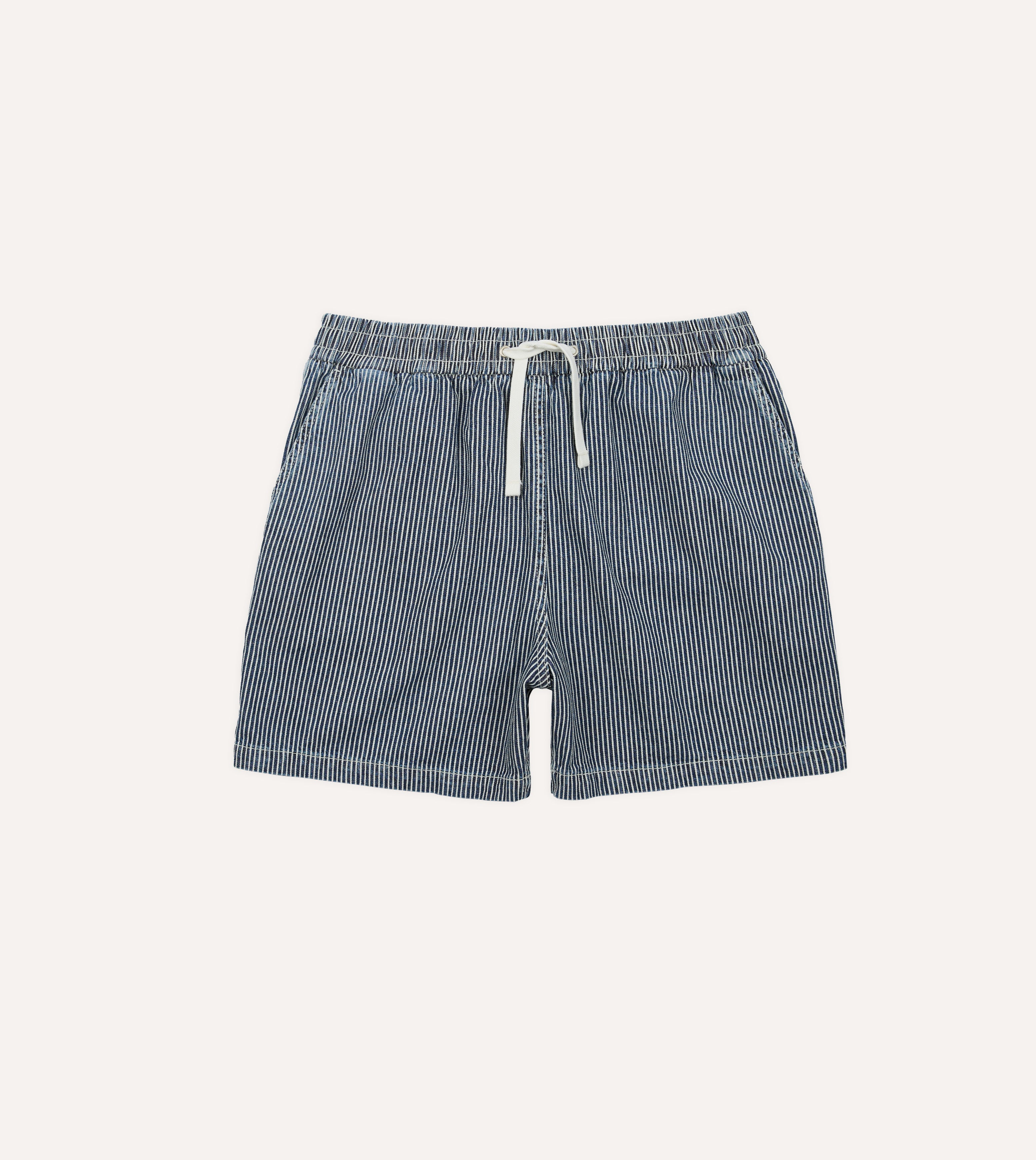 Indigo Stripe Cotton Drawstring Shorts – Drakes US