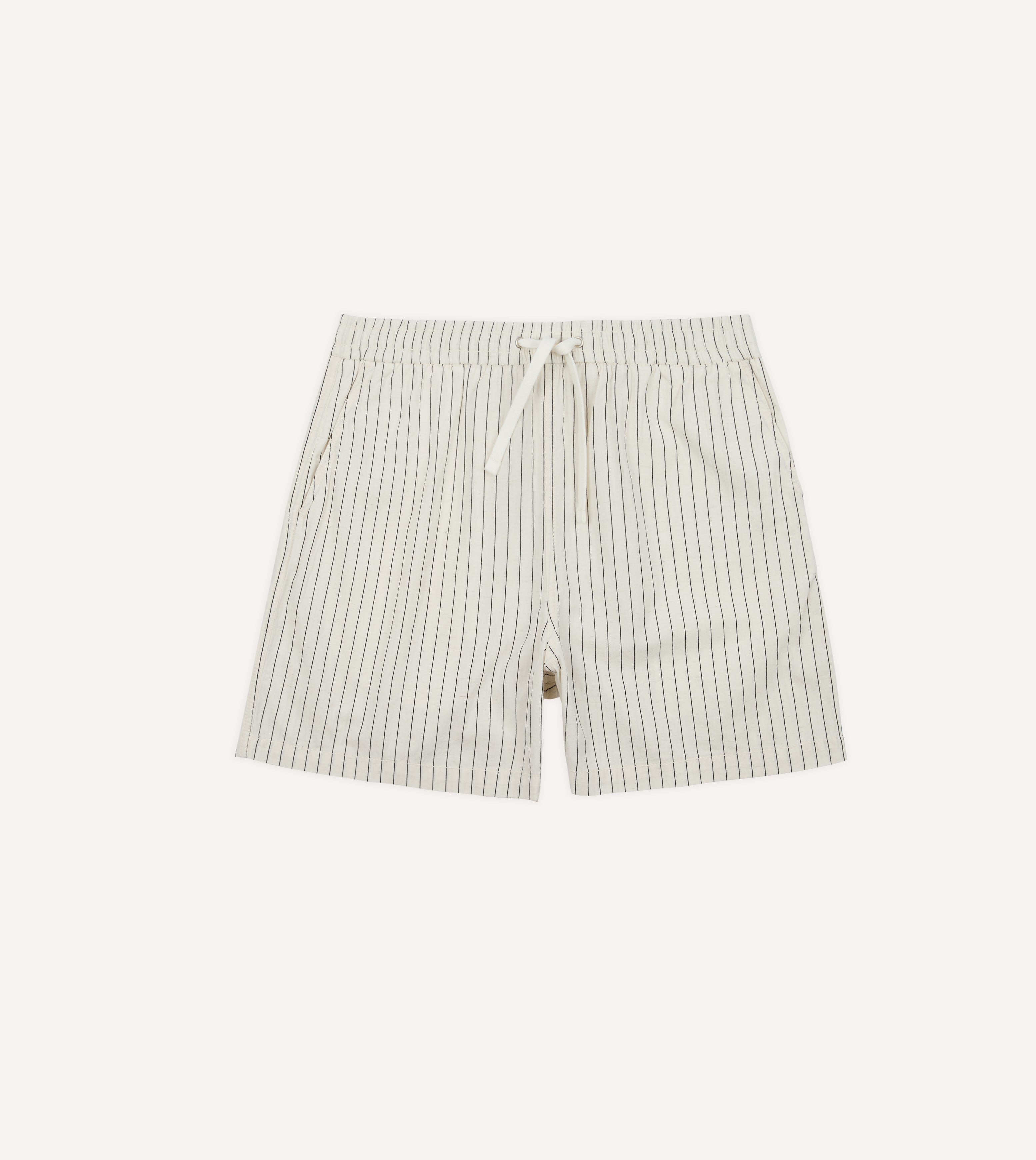 Ecru Pin Stripe Cotton Drawstring Shorts – Drakes US