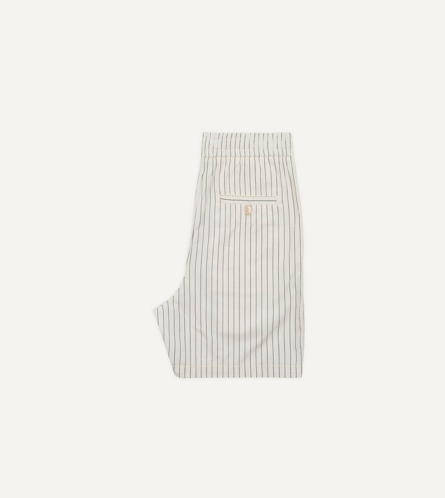 Ecru Pin Stripe Cotton Drawstring Shorts