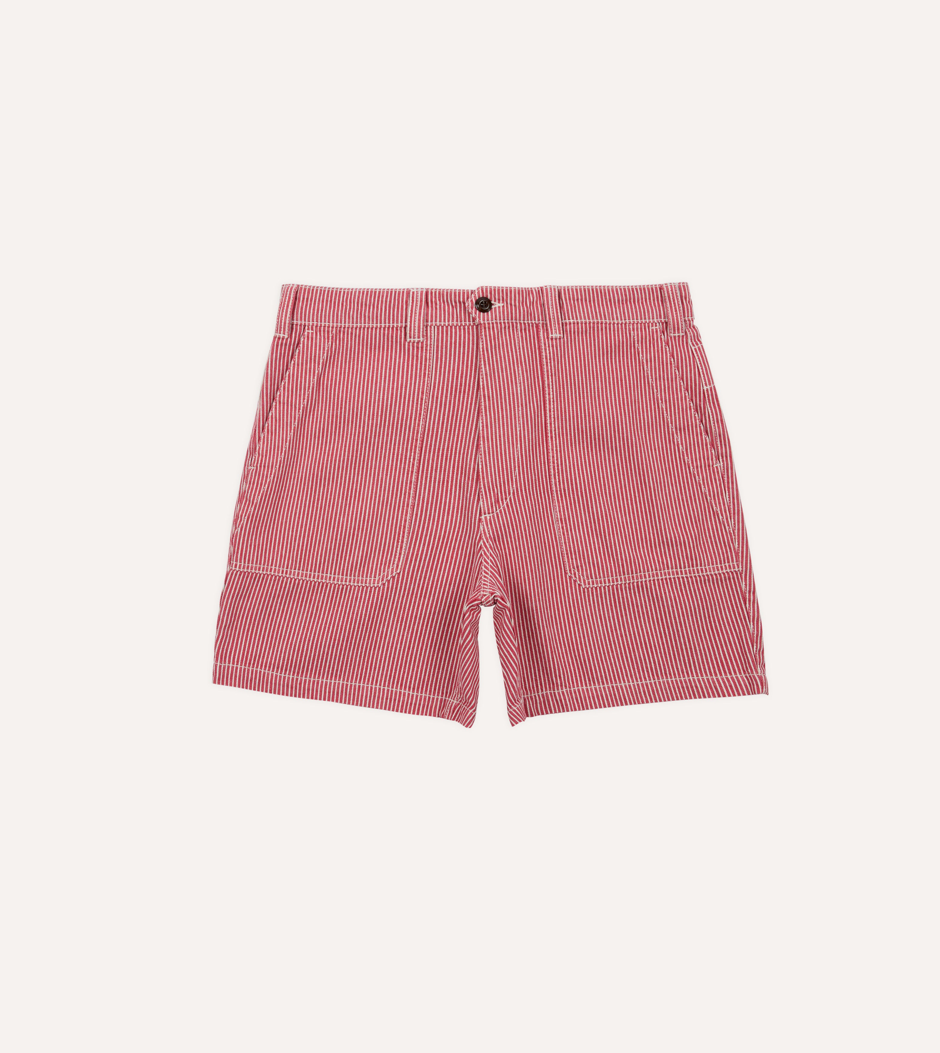 Red Stripe Cotton Fatigue Shorts – Drakes US