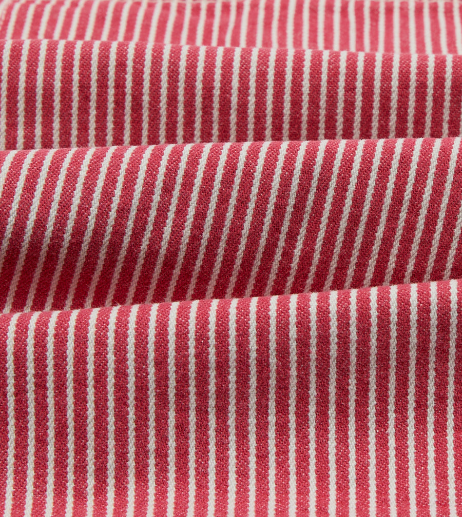 Red Stripe Cotton Fatigue Shorts
