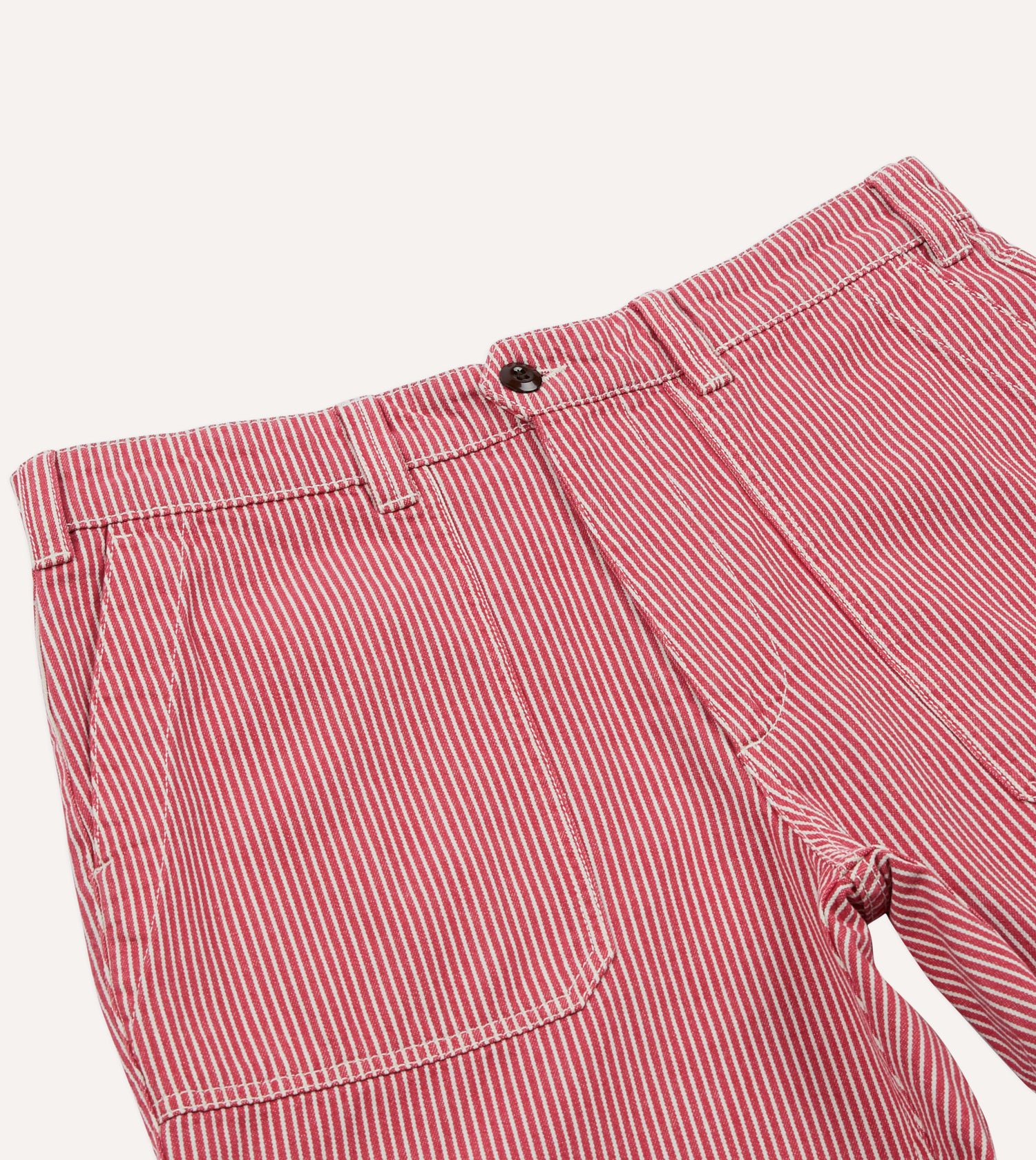 Red Stripe Cotton Fatigue Shorts