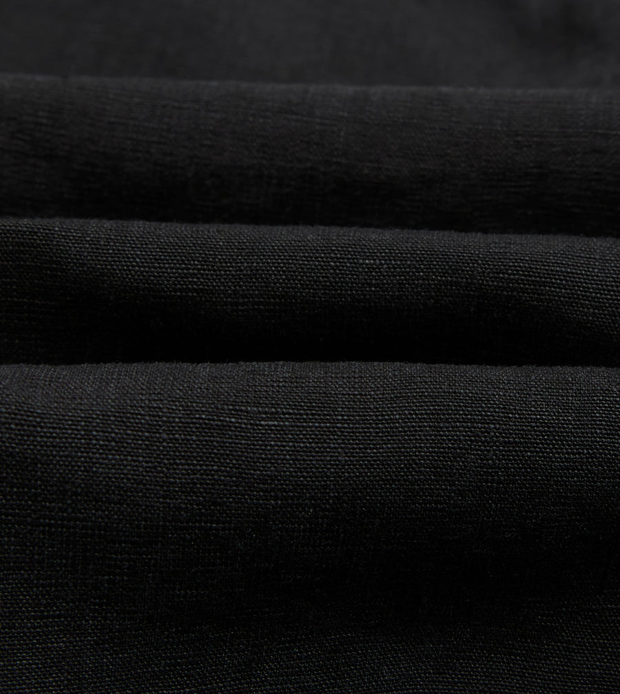 Black Linen Drawstring Shorts