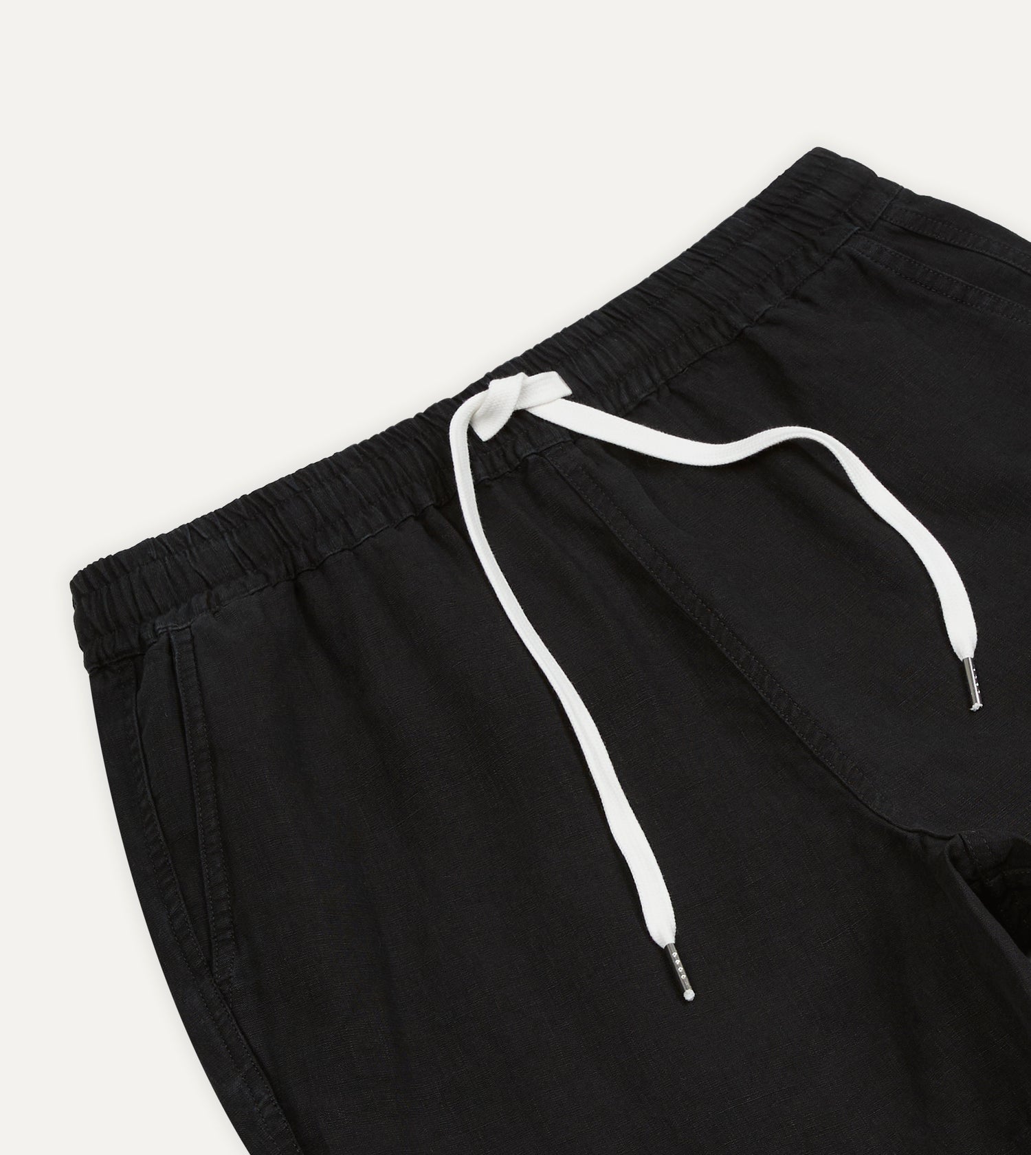 Black Linen Drawstring Shorts