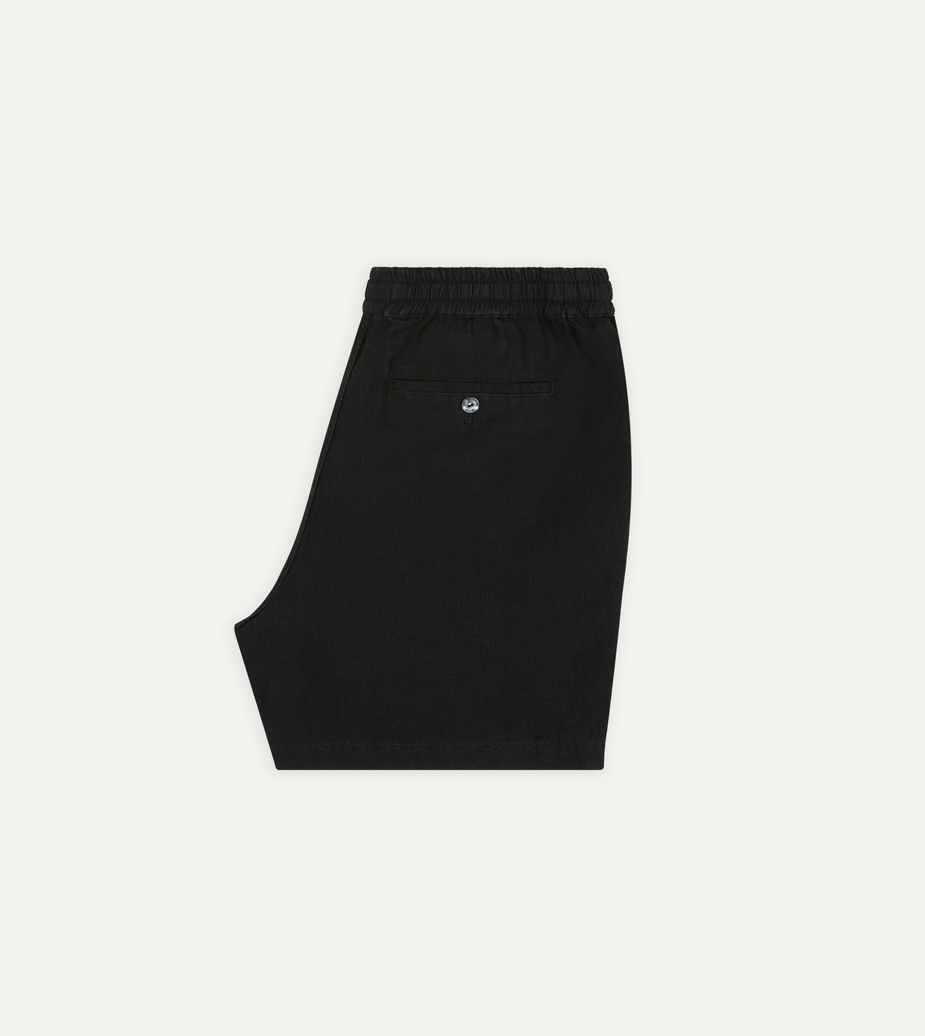 Black Linen Drawstring Shorts