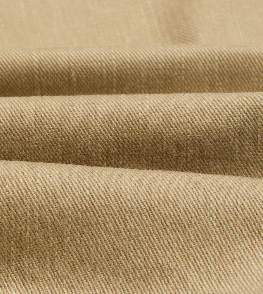 Beige Cotton Wide Leg Single-Pleat Shorts