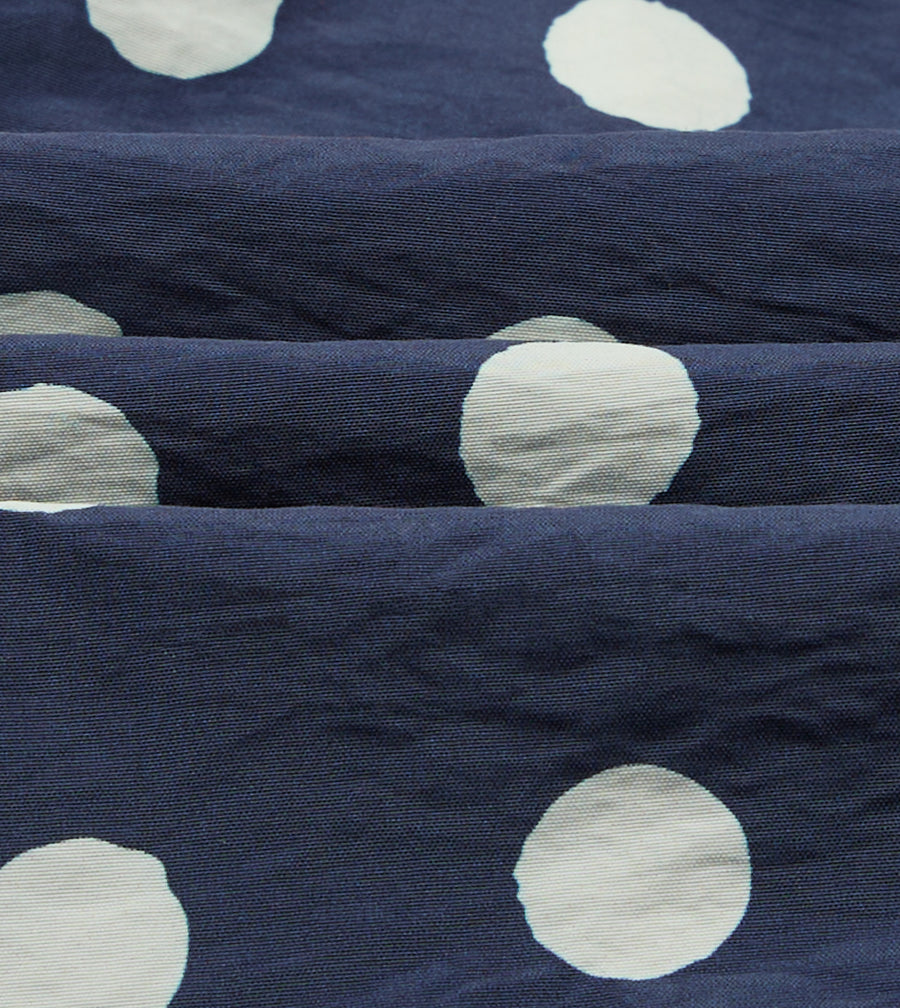 Navy Polka Dot Print Nylon Drawstring Swim Shorts