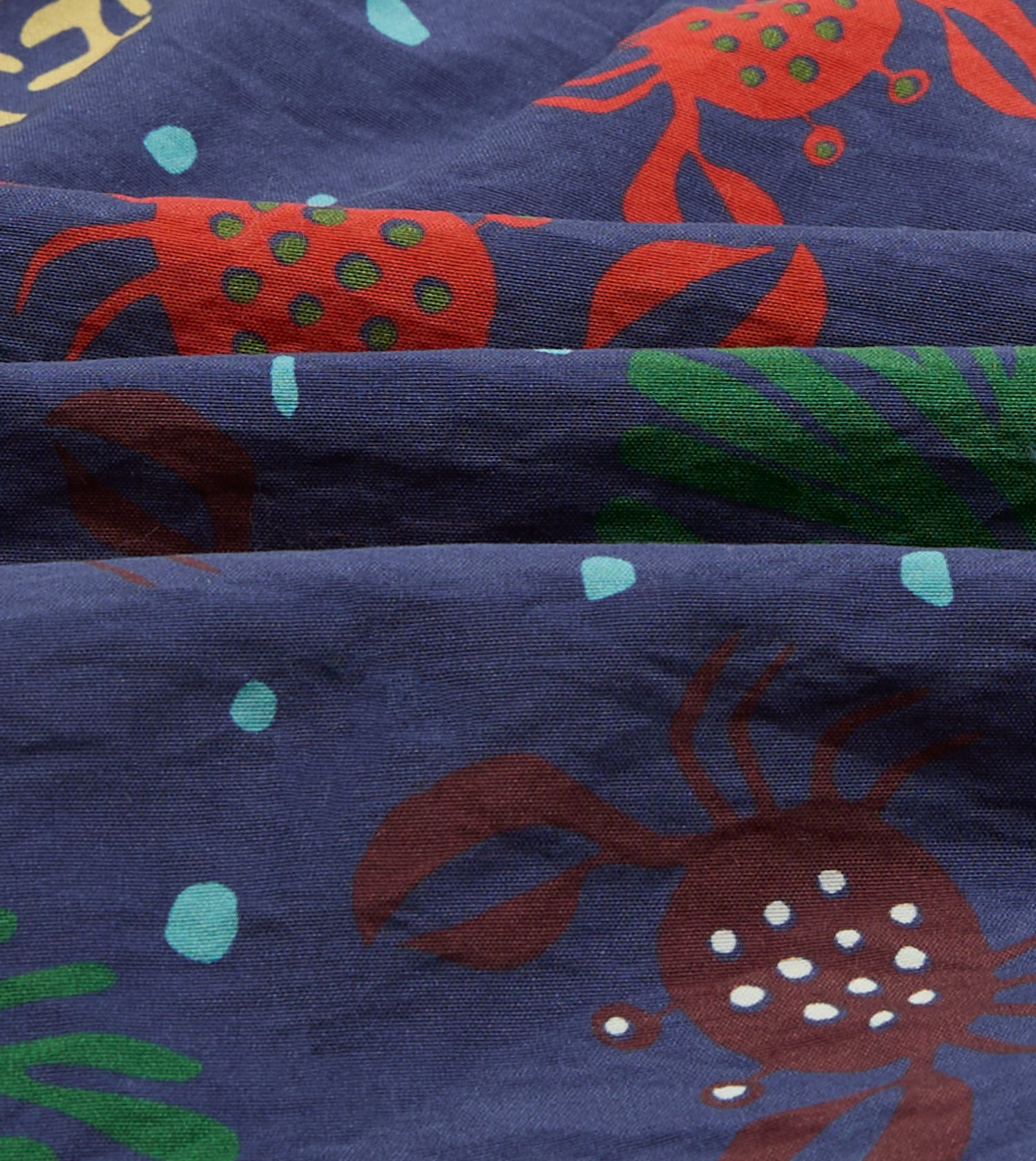 Crab Print Nylon Drawstring Swim Shorts