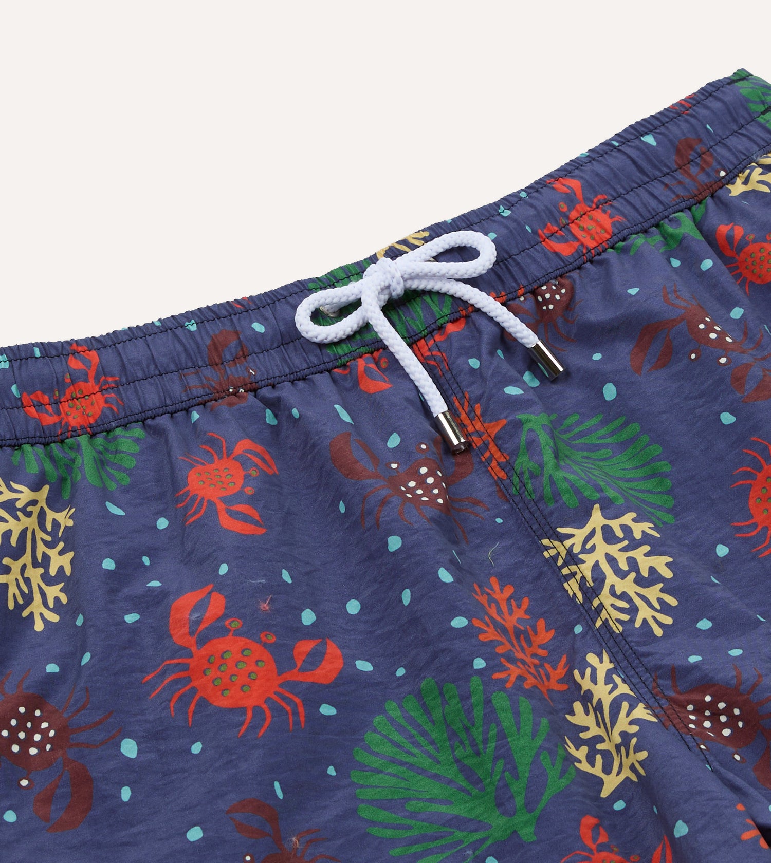 Crab Print Nylon Drawstring Swim Shorts