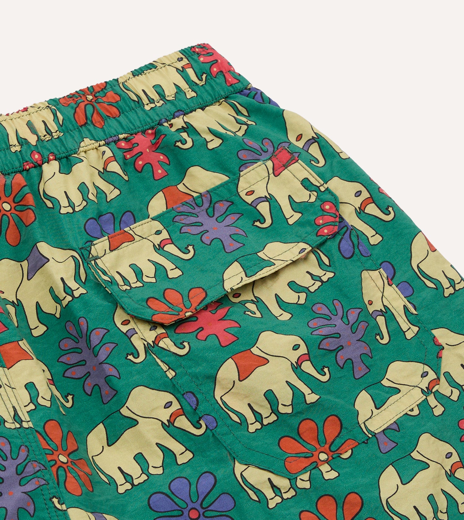 Elephant Print Nylon Drawstring Swim Shorts