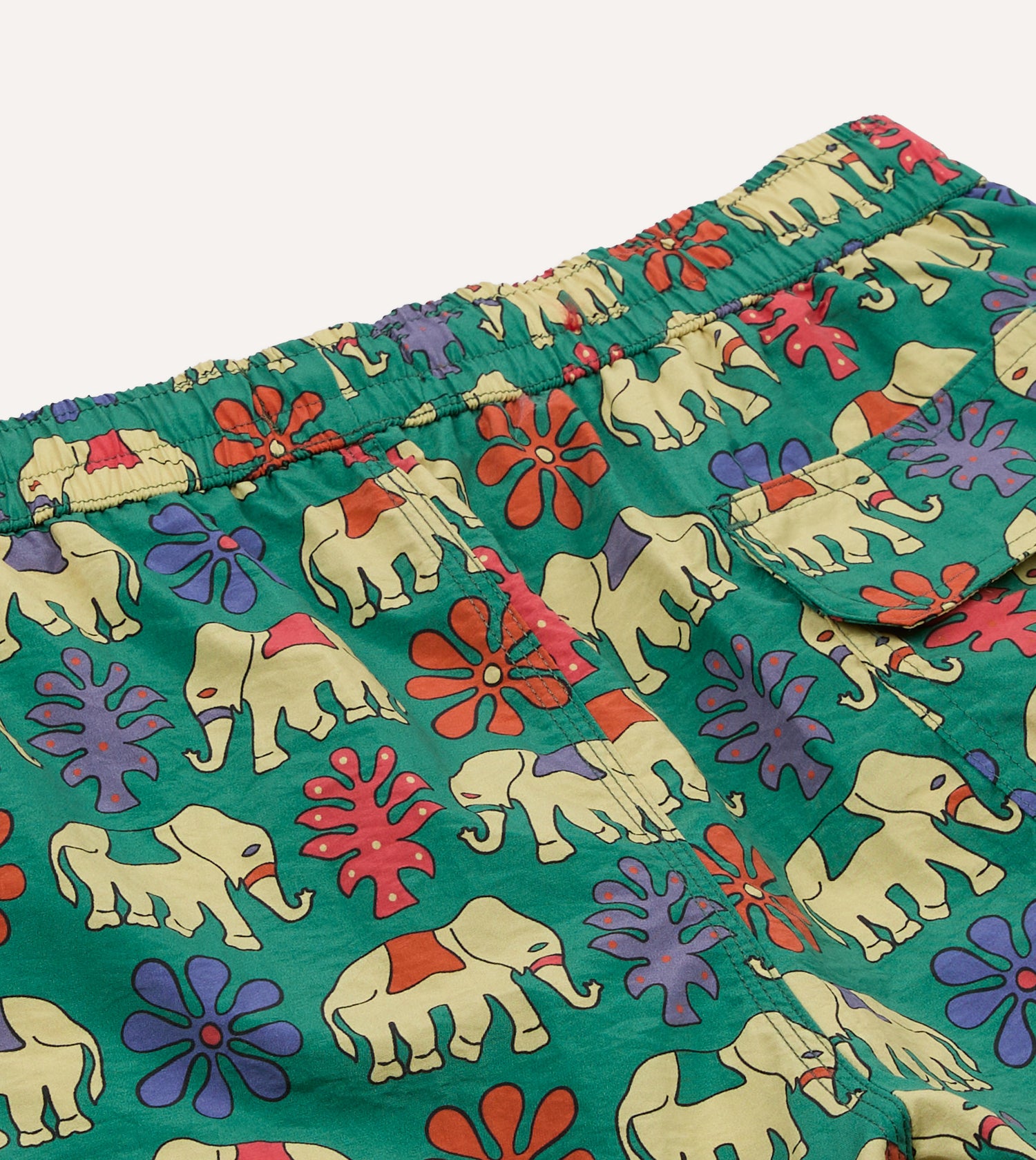 Elephant Print Nylon Drawstring Swim Shorts