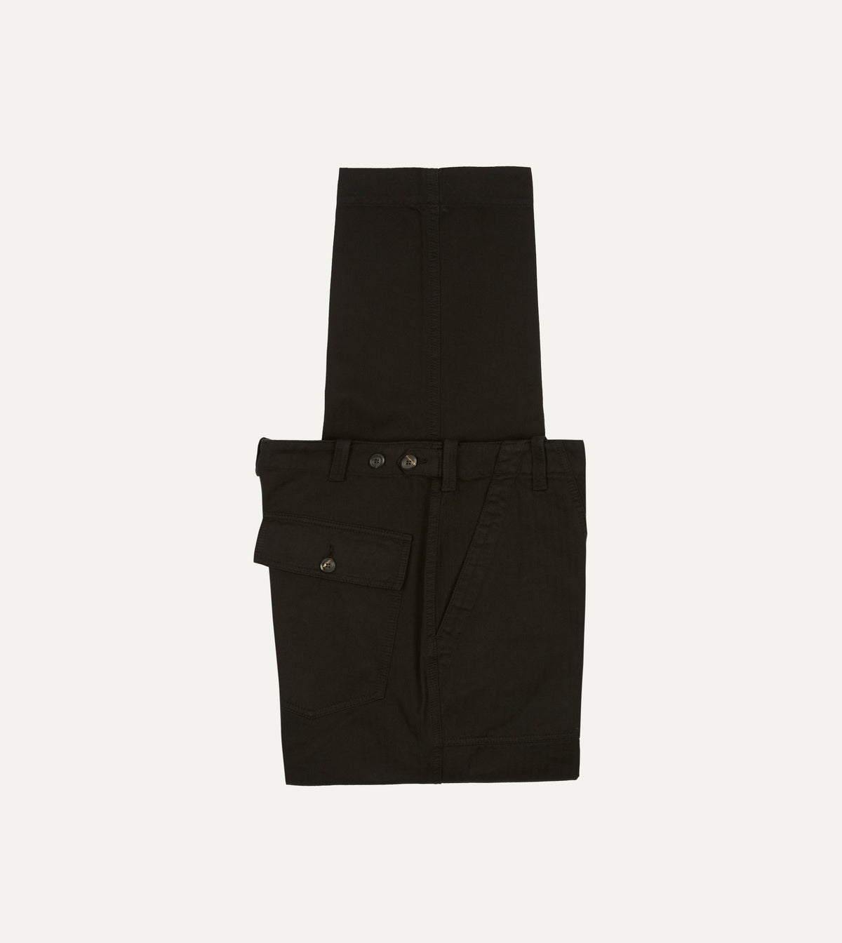 Black Herringbone Cotton Fatigue Trouser