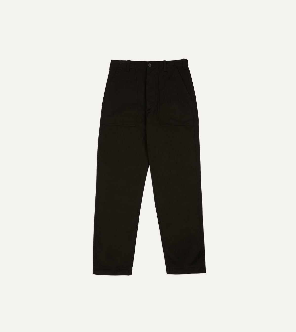 Black Herringbone Cotton Fatigue Trouser