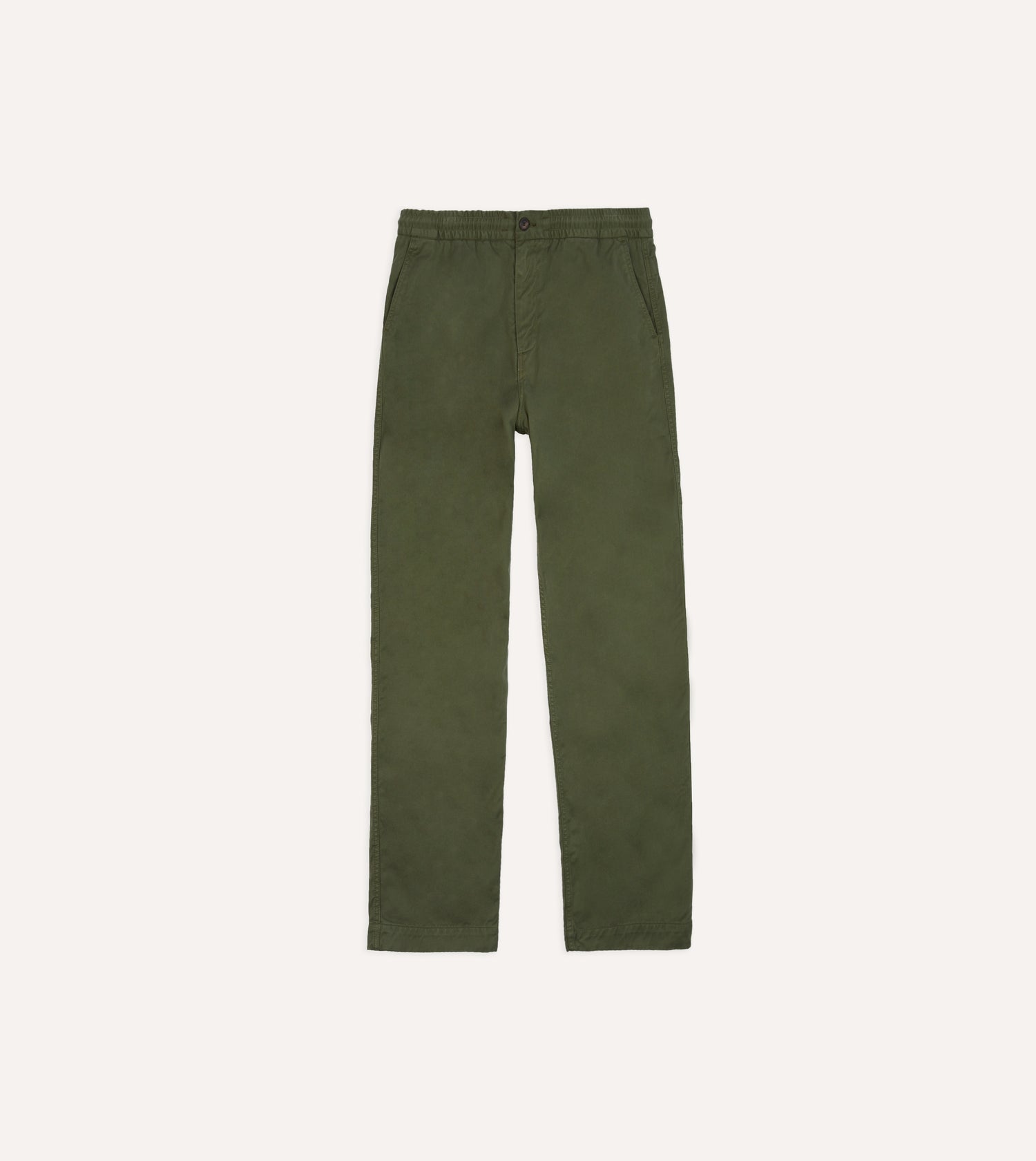 Olive Cotton Drawstring Trousers