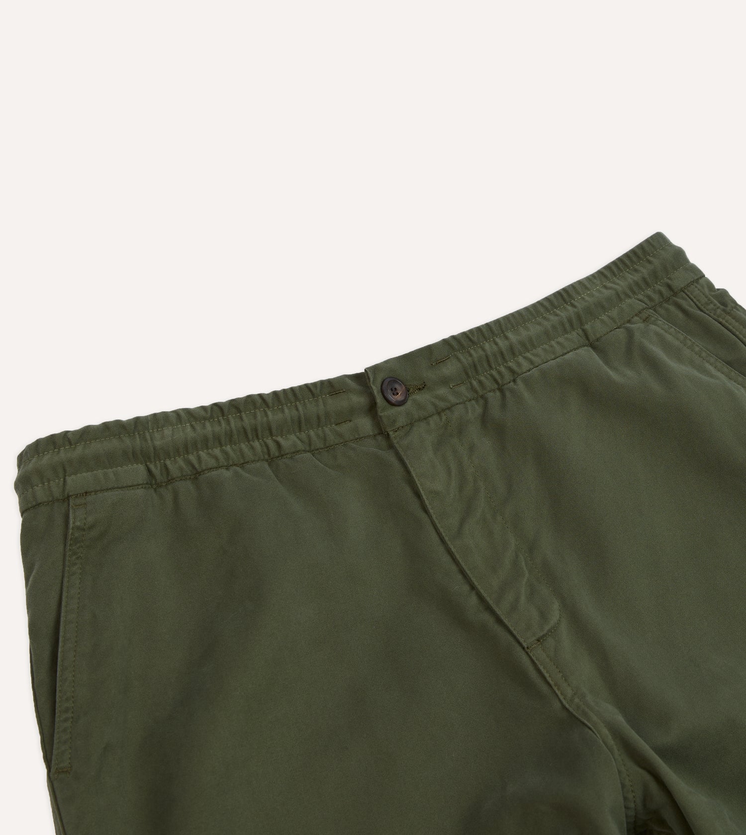 Olive Cotton Drawstring Trousers