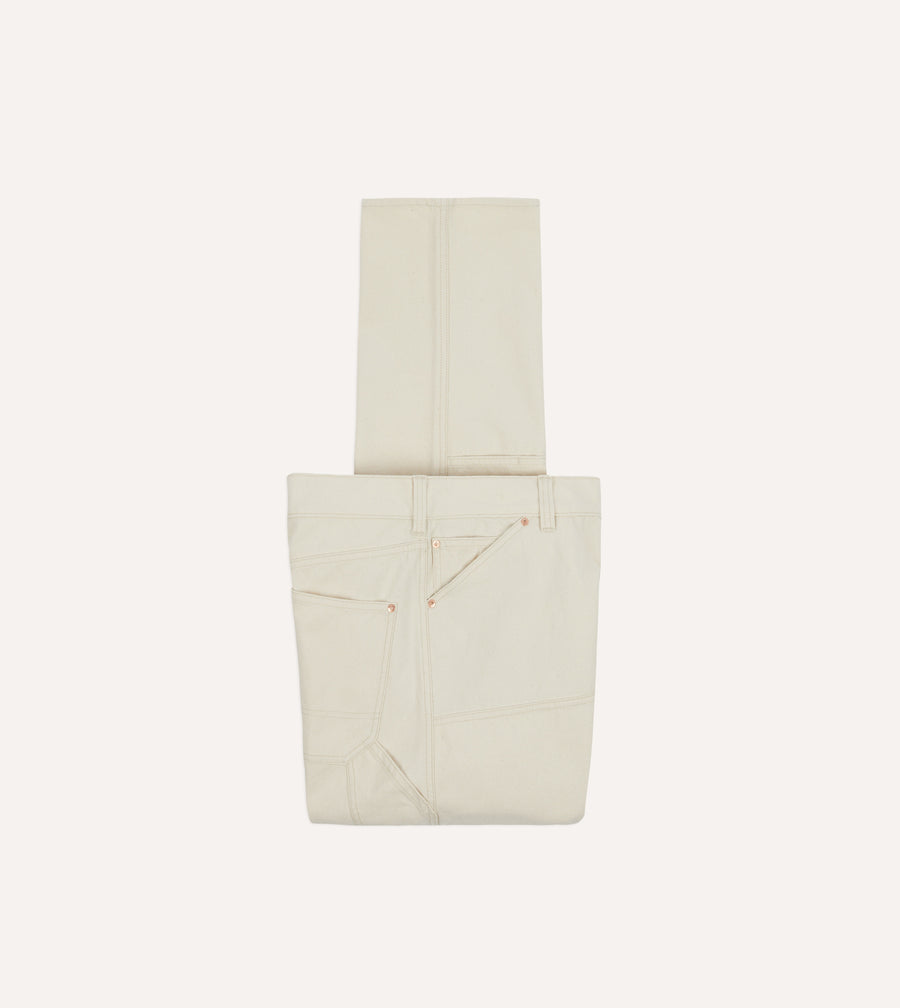 Ecru Cotton Canvas Carpenter Jeans