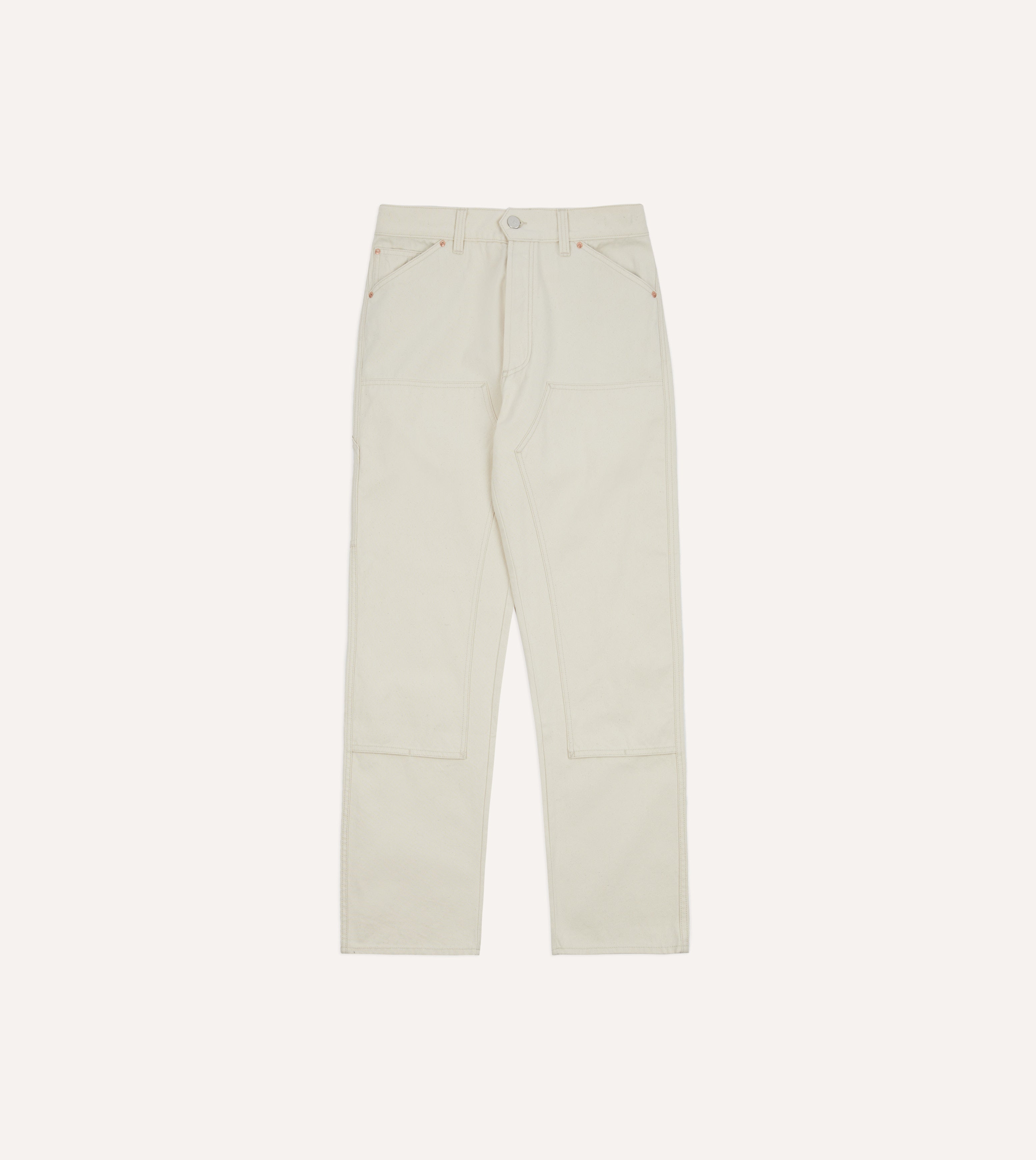 Ecru Cotton Canvas Carpenter Jeans