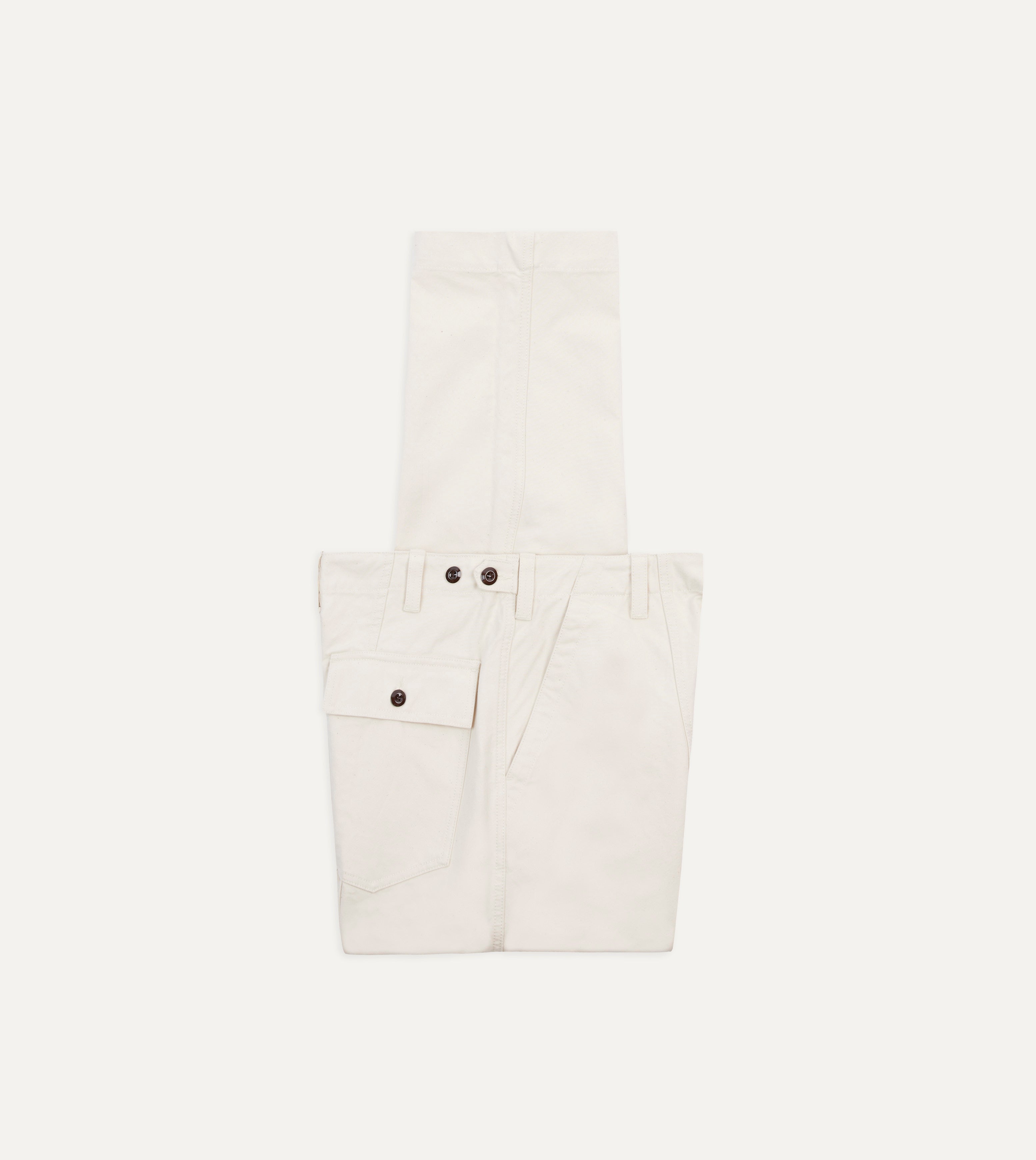 Ecru Cotton Canvas Panel Trousers