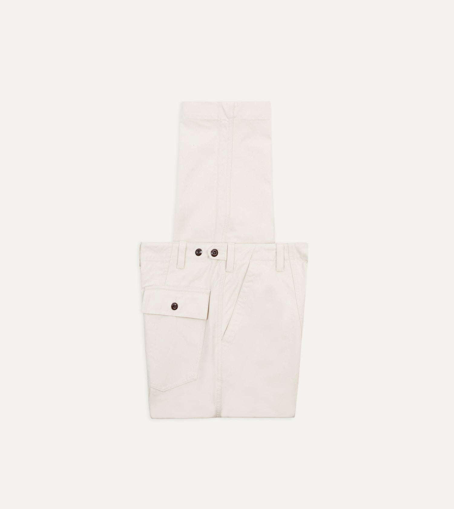 Ecru Cotton Canvas Panel Trousers