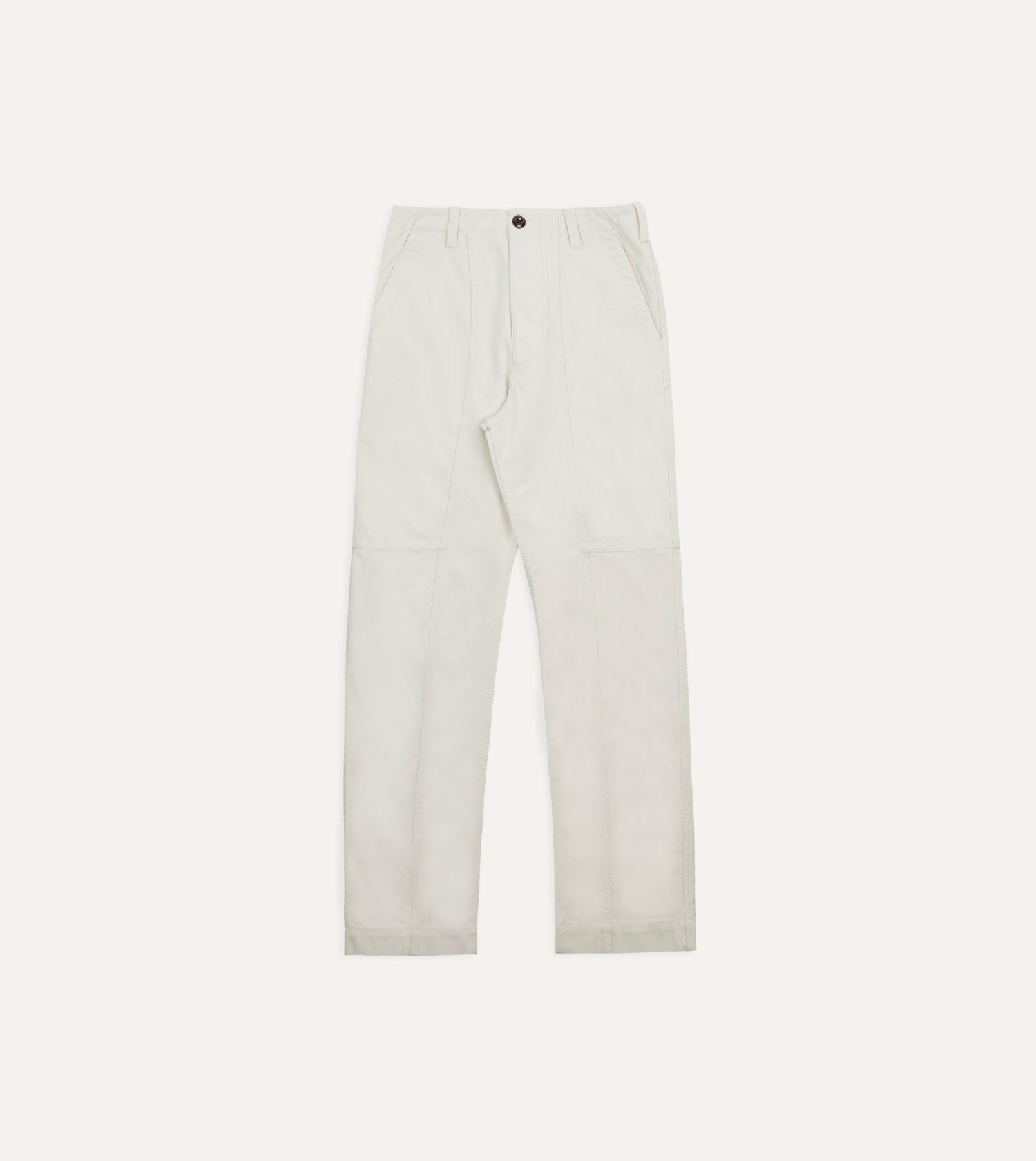 Ecru Cotton Canvas Panel Trousers