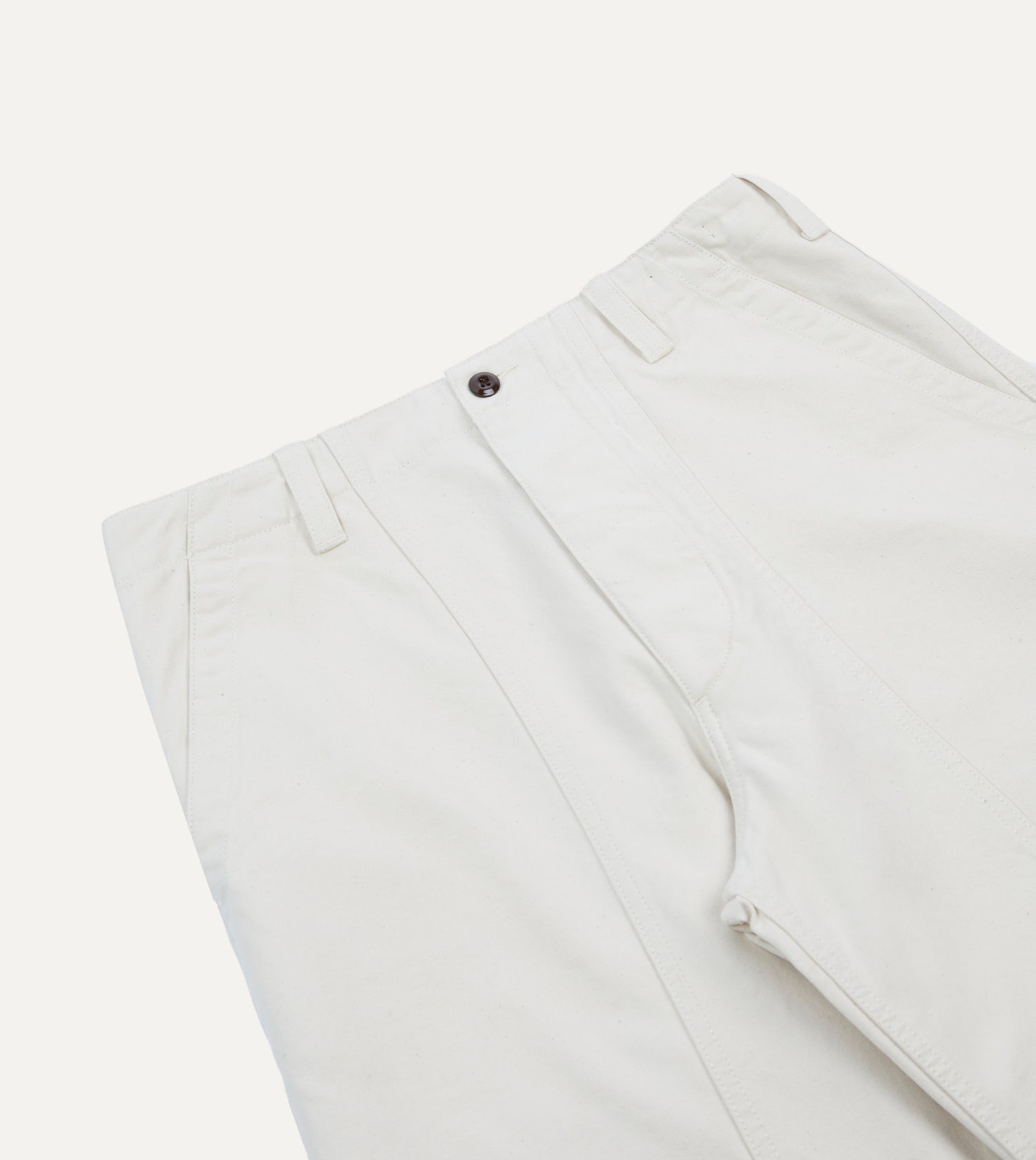 Ecru Cotton Canvas Panel Trousers