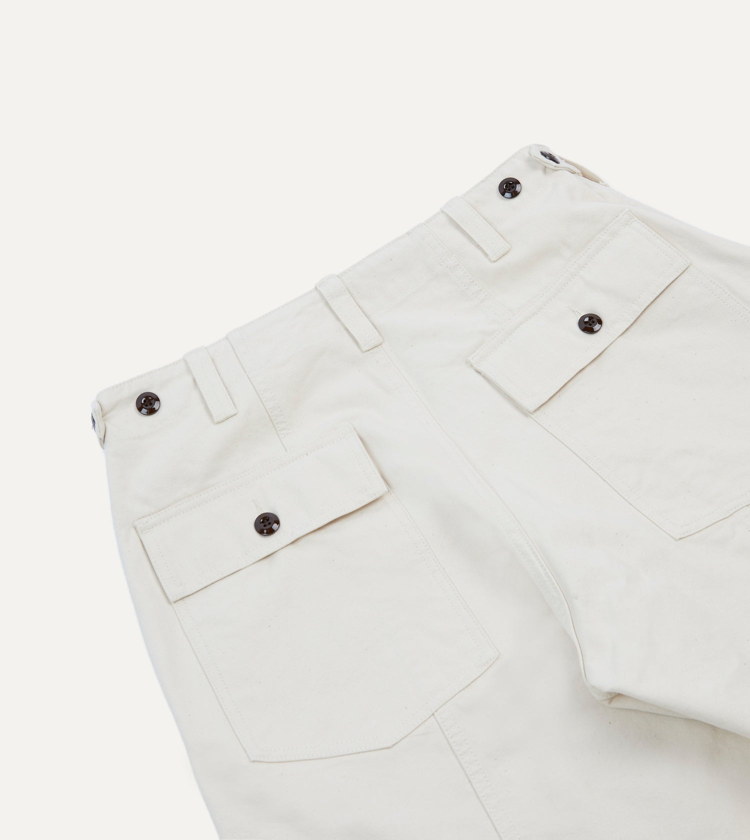 Ecru Cotton Canvas Panel Trousers